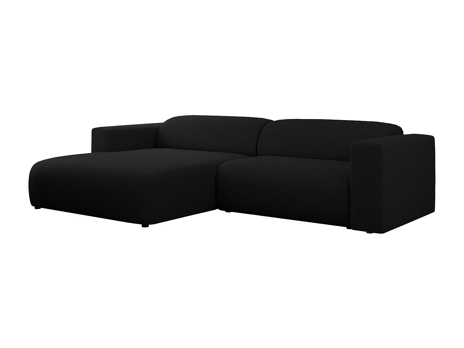 Ecksofa PASADENA - mit Armlehnen, Wohnlandschaft, freistehendes Sofa, große Ecke - Schwarz Boucle - Ecke Links