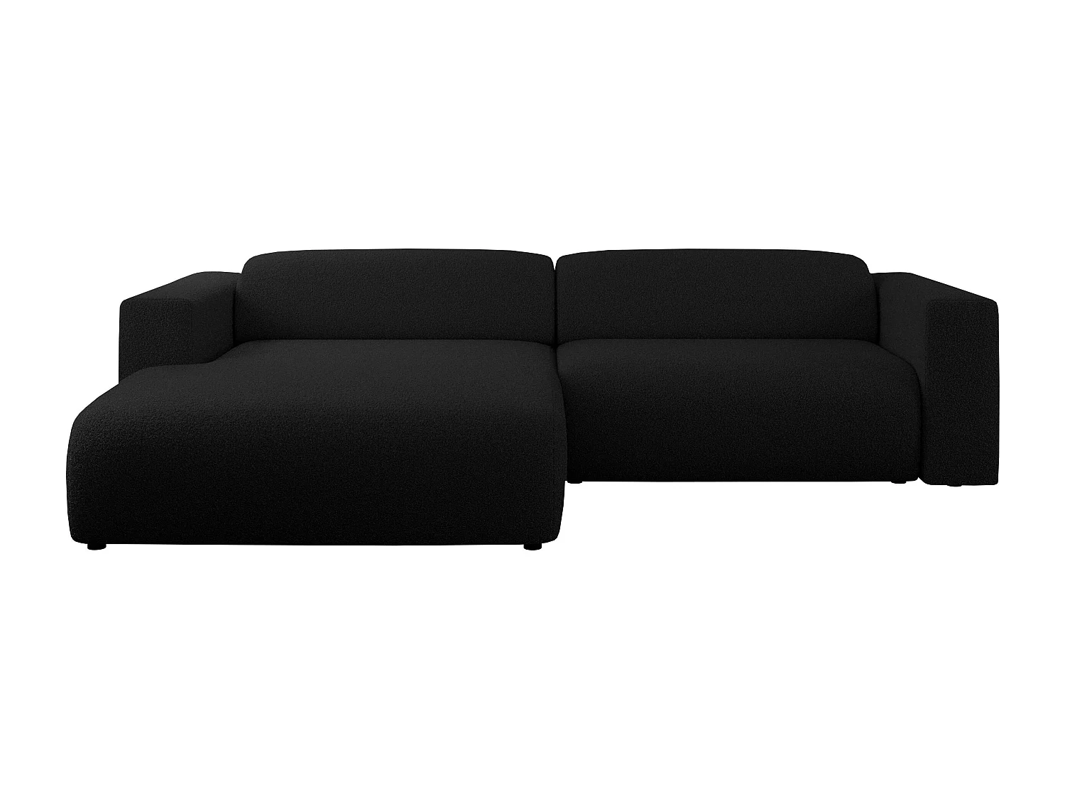Ecksofa PASADENA - mit Armlehnen, Wohnlandschaft, freistehendes Sofa, große Ecke - Schwarz Boucle - Ecke Links