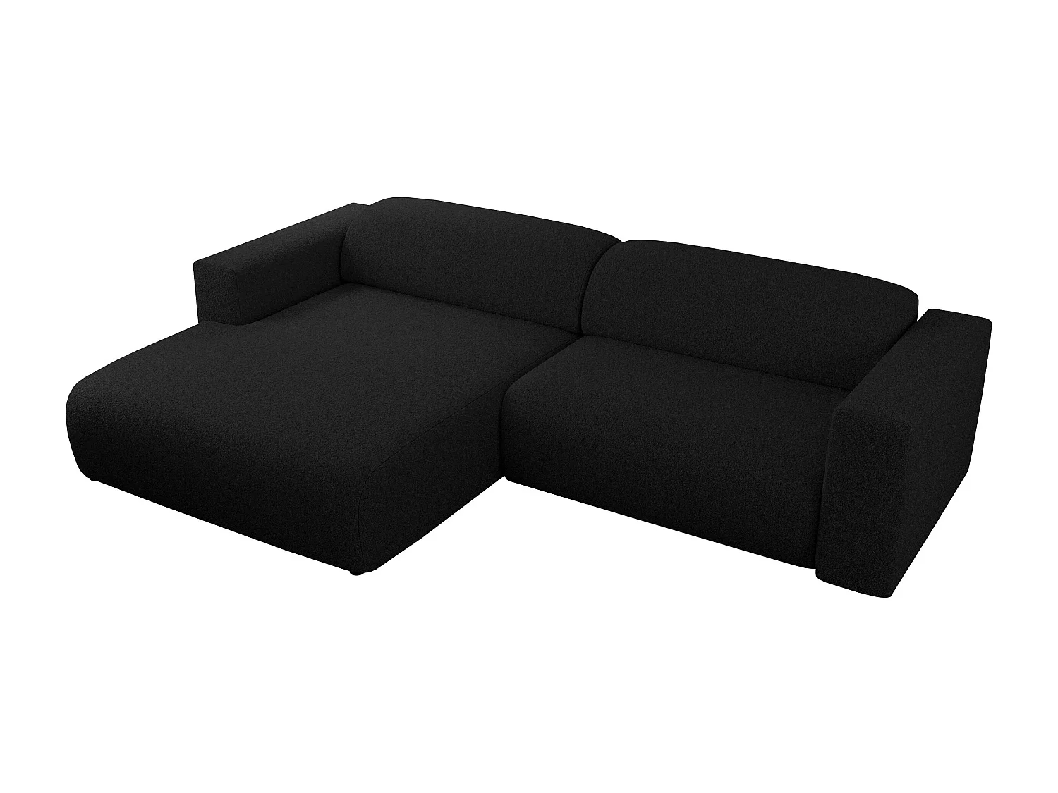Ecksofa PASADENA - mit Armlehnen, Wohnlandschaft, freistehendes Sofa, große Ecke - Schwarz Boucle - Ecke Links