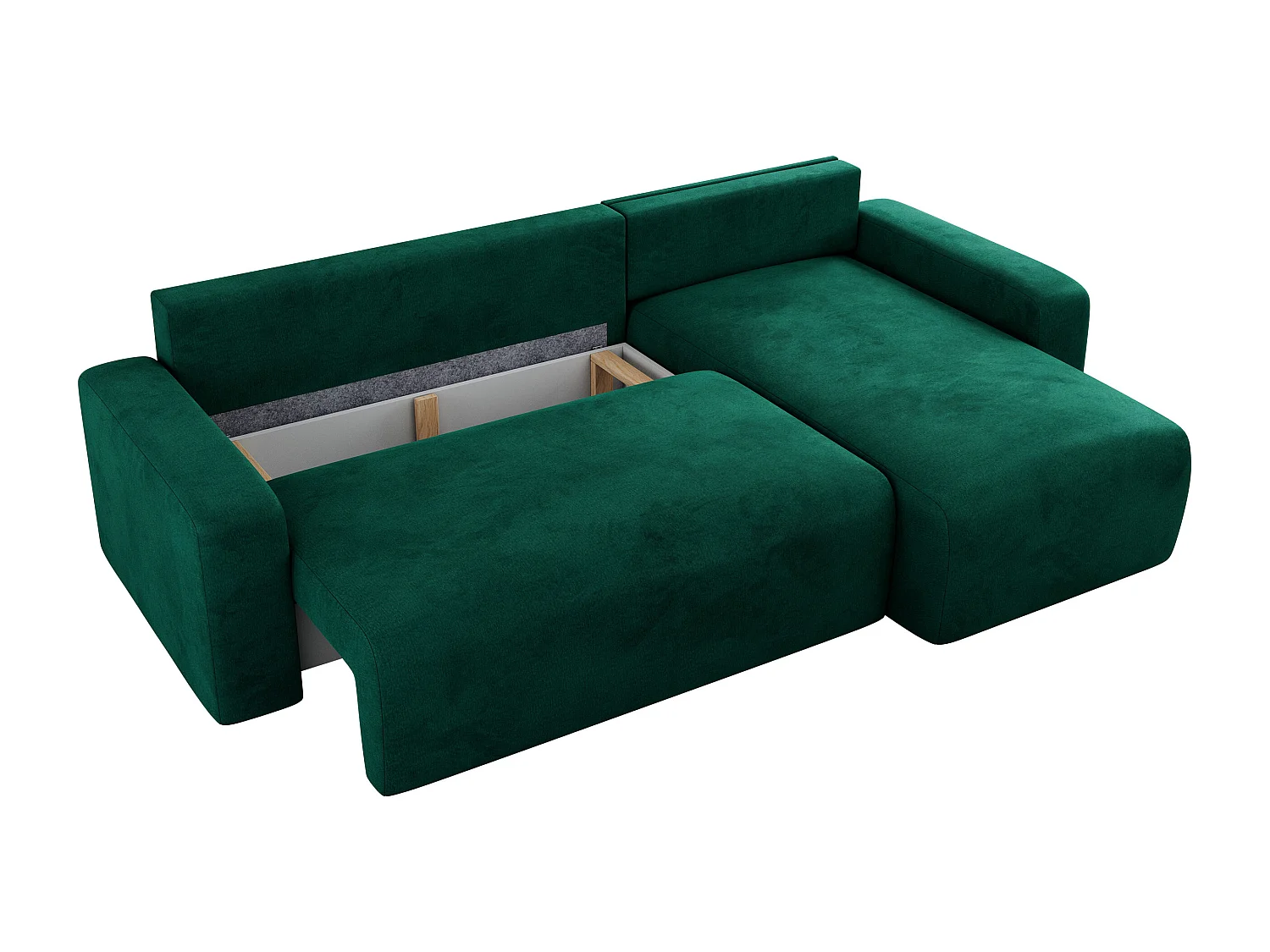 Ecksofa ARGOS - mit Schlaffunktion, Sofa mit armlehnen, Bettkasten, 3-Sitzer Sofa - Dunkelgrün Velvet