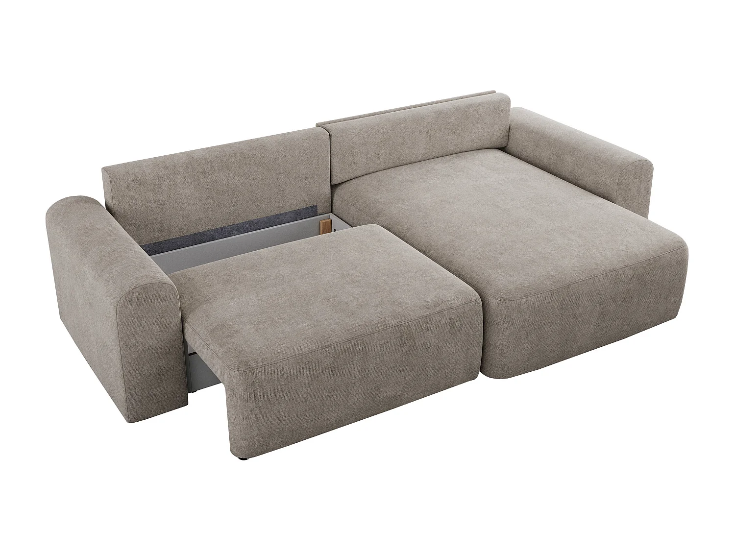 Ecksofa NELSON - Schlafcouch mit Armlehnen und Bettkasten, universelles L-förmige Ecksofa - Beige Stukture