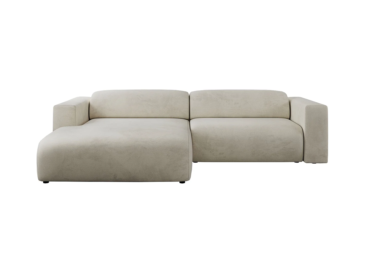 Ecksofa PASADENA - mit Armlehnen, Wohnlandschaft, freistehendes Sofa, große Ecke - Beige Velvet - Ecke Links