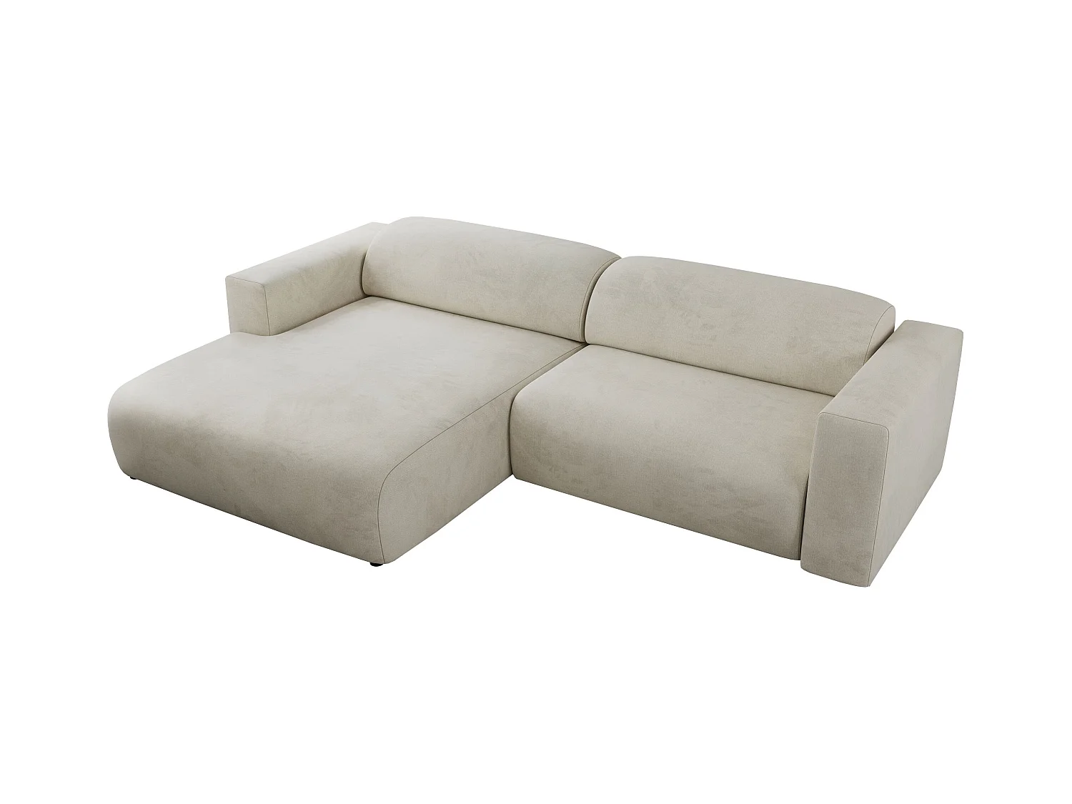 Ecksofa PASADENA - mit Armlehnen, Wohnlandschaft, freistehendes Sofa, große Ecke - Beige Velvet - Ecke Links