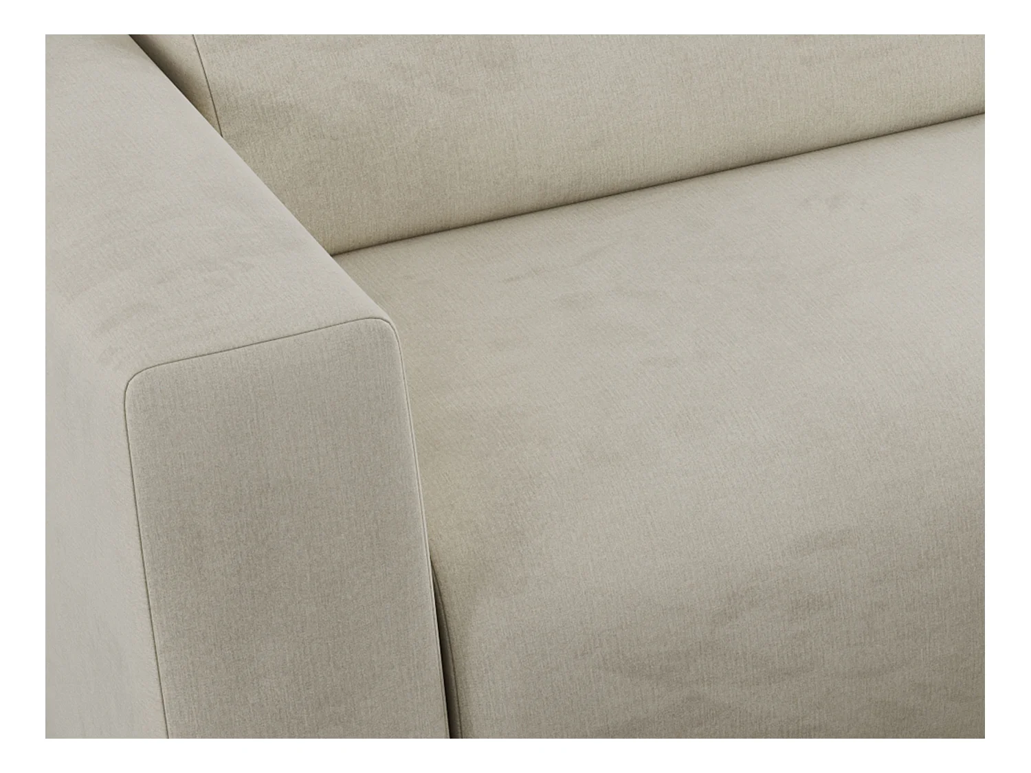 Ecksofa PASADENA - mit Armlehnen, Wohnlandschaft, freistehendes Sofa, große Ecke - Beige Velvet - Ecke Links
