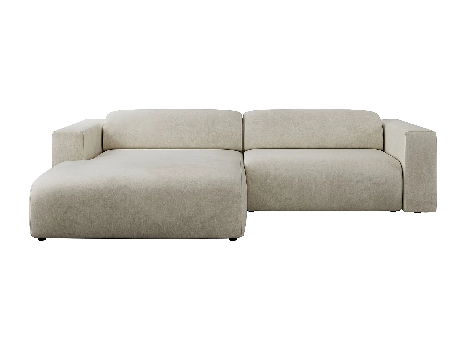 Ecksofa PASADENA - mit Armlehnen, Wohnlandschaft, freistehendes Sofa, große Ecke - Beige Velvet - Ecke Links