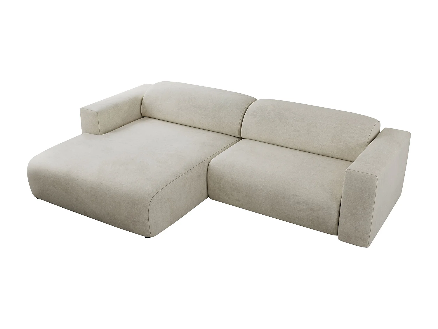 Ecksofa PASADENA - mit Armlehnen, Wohnlandschaft, freistehendes Sofa, große Ecke - Beige Velvet - Ecke Links