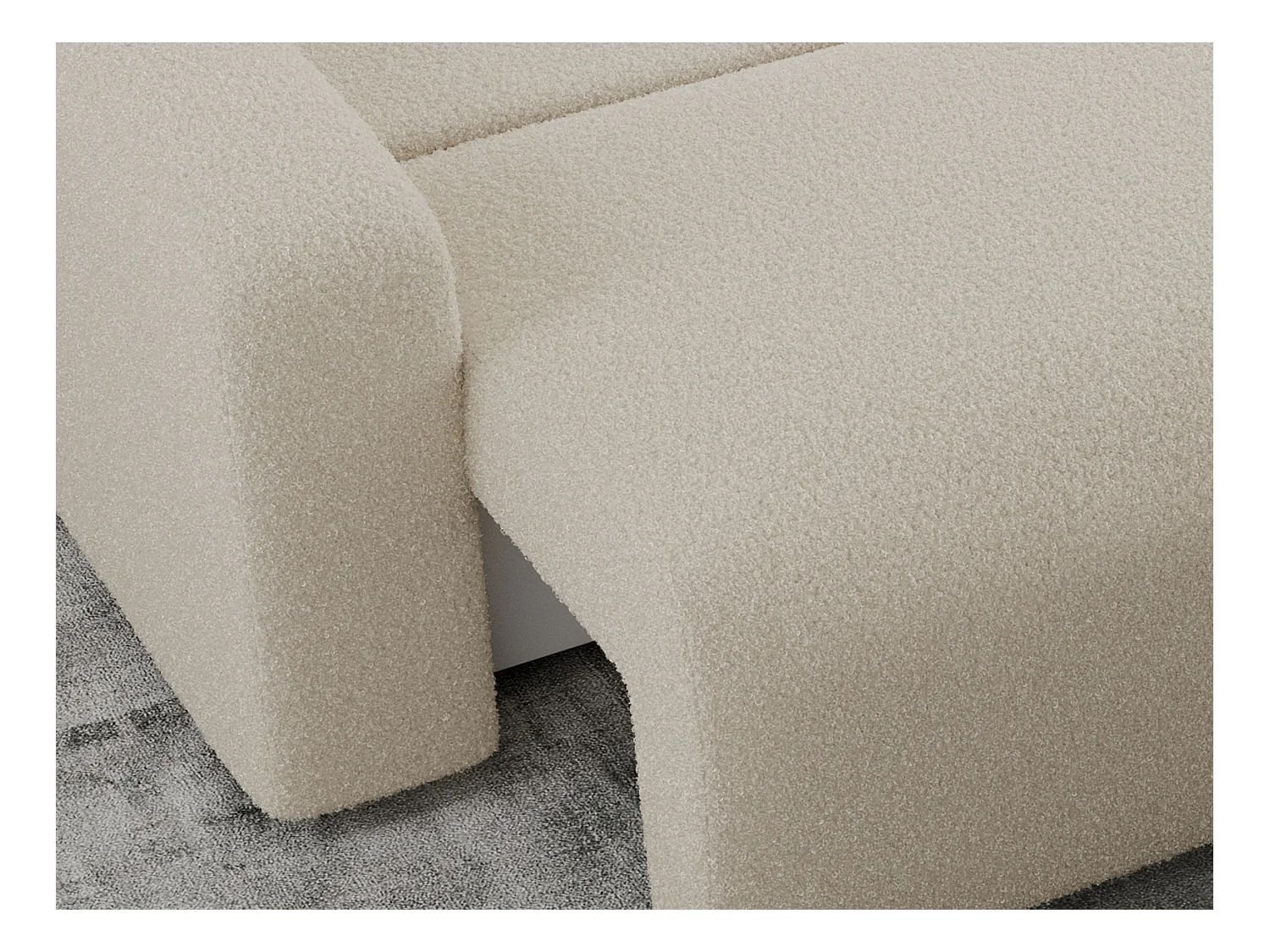 Ecksofa ARGOS - mit Schlaffunktion, Sofa mit armlehnen, Bettkasten, 3-Sitzer Sofa - Beige Boucle