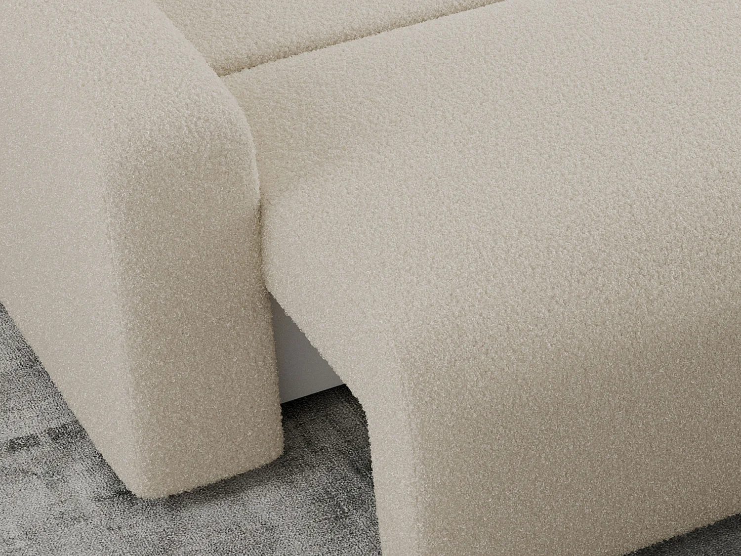 Ecksofa ARGOS - mit Schlaffunktion, Sofa mit armlehnen, Bettkasten, 3-Sitzer Sofa - Beige Boucle