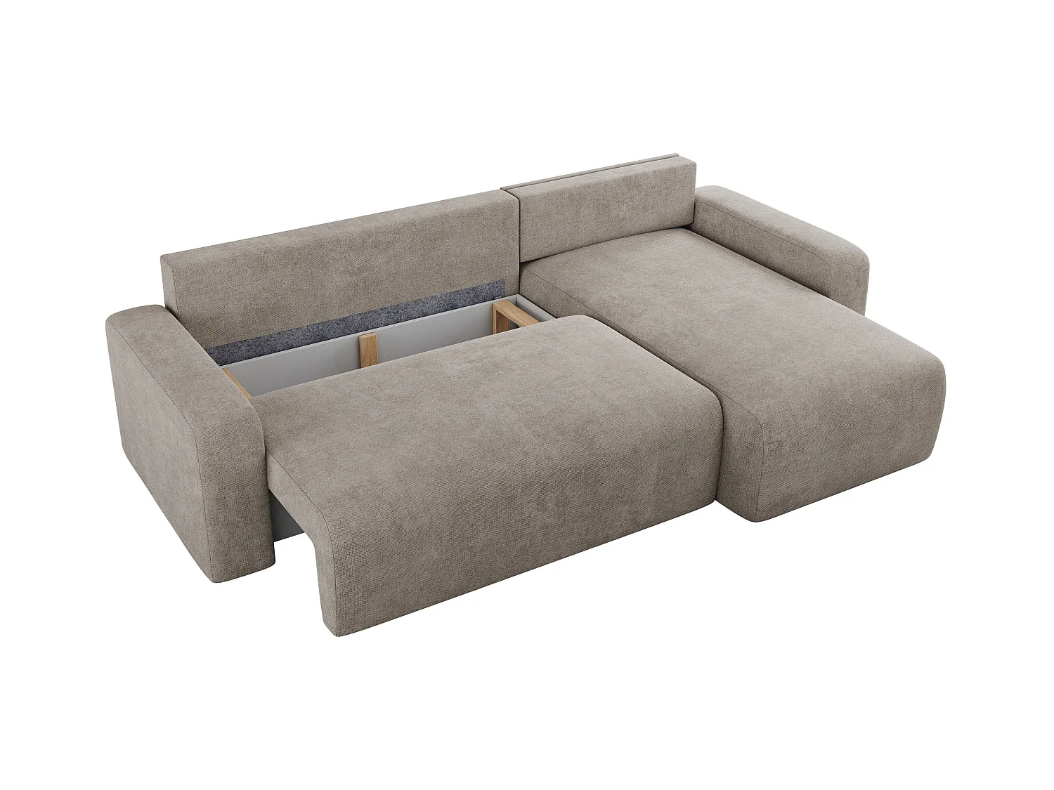 Ecksofa ARGOS - mit Schlaffunktion, Sofa mit armlehnen, Bettkasten, 3-Sitzer Sofa - Beige Stukture