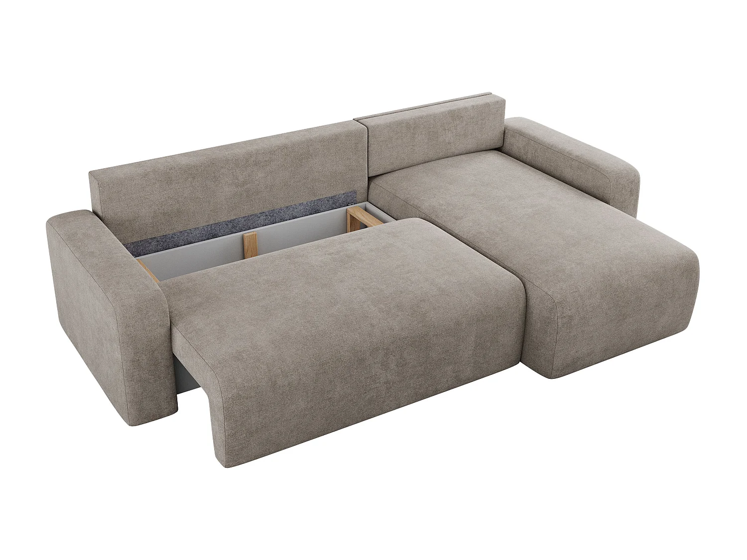 Ecksofa ARGOS - mit Schlaffunktion, Sofa mit armlehnen, Bettkasten, 3-Sitzer Sofa - Beige Stukture