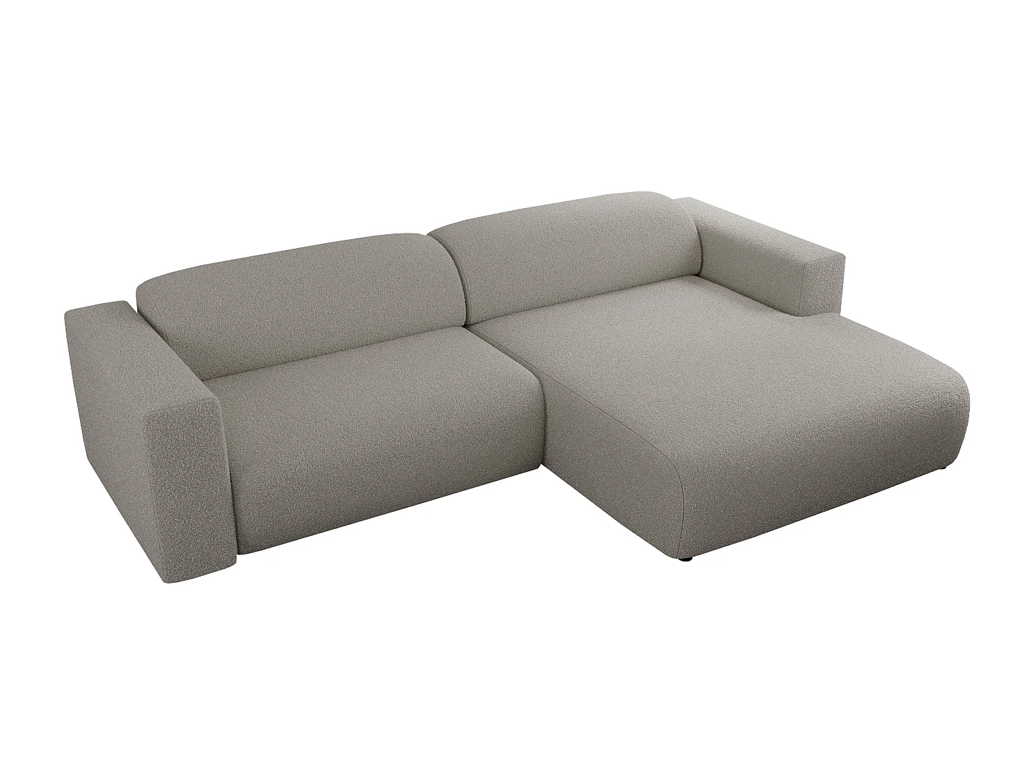 Ecksofa PASADENA - mit Armlehnen, Wohnlandschaft, freistehendes Sofa, große Ecke - Grau Boucle - Ecke Rechts