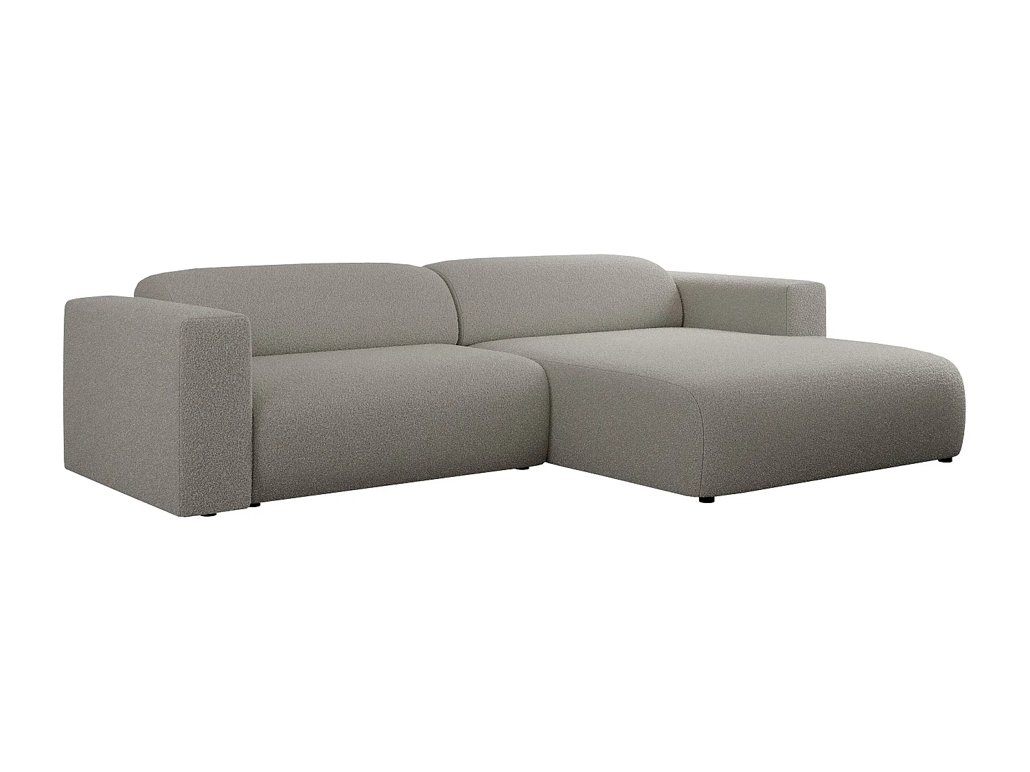 Ecksofa PASADENA - mit Armlehnen, Wohnlandschaft, freistehendes Sofa, große Ecke - Grau Boucle - Ecke Rechts