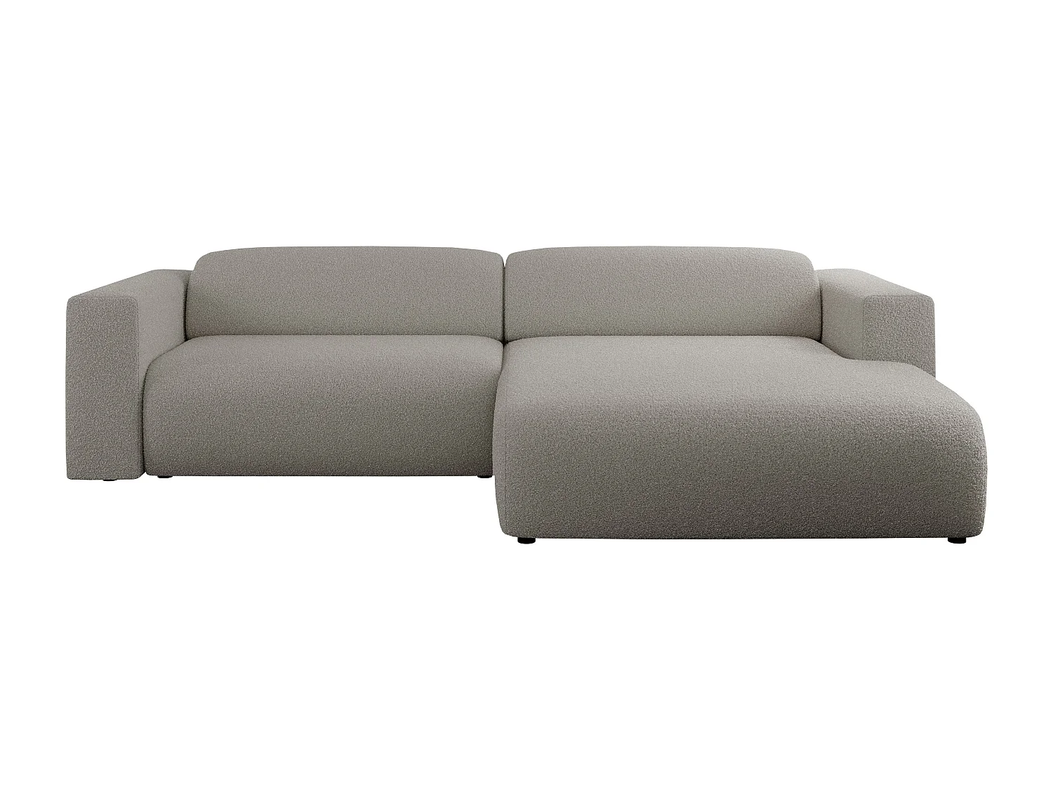 Ecksofa PASADENA - mit Armlehnen, Wohnlandschaft, freistehendes Sofa, große Ecke - Grau Boucle - Ecke Rechts