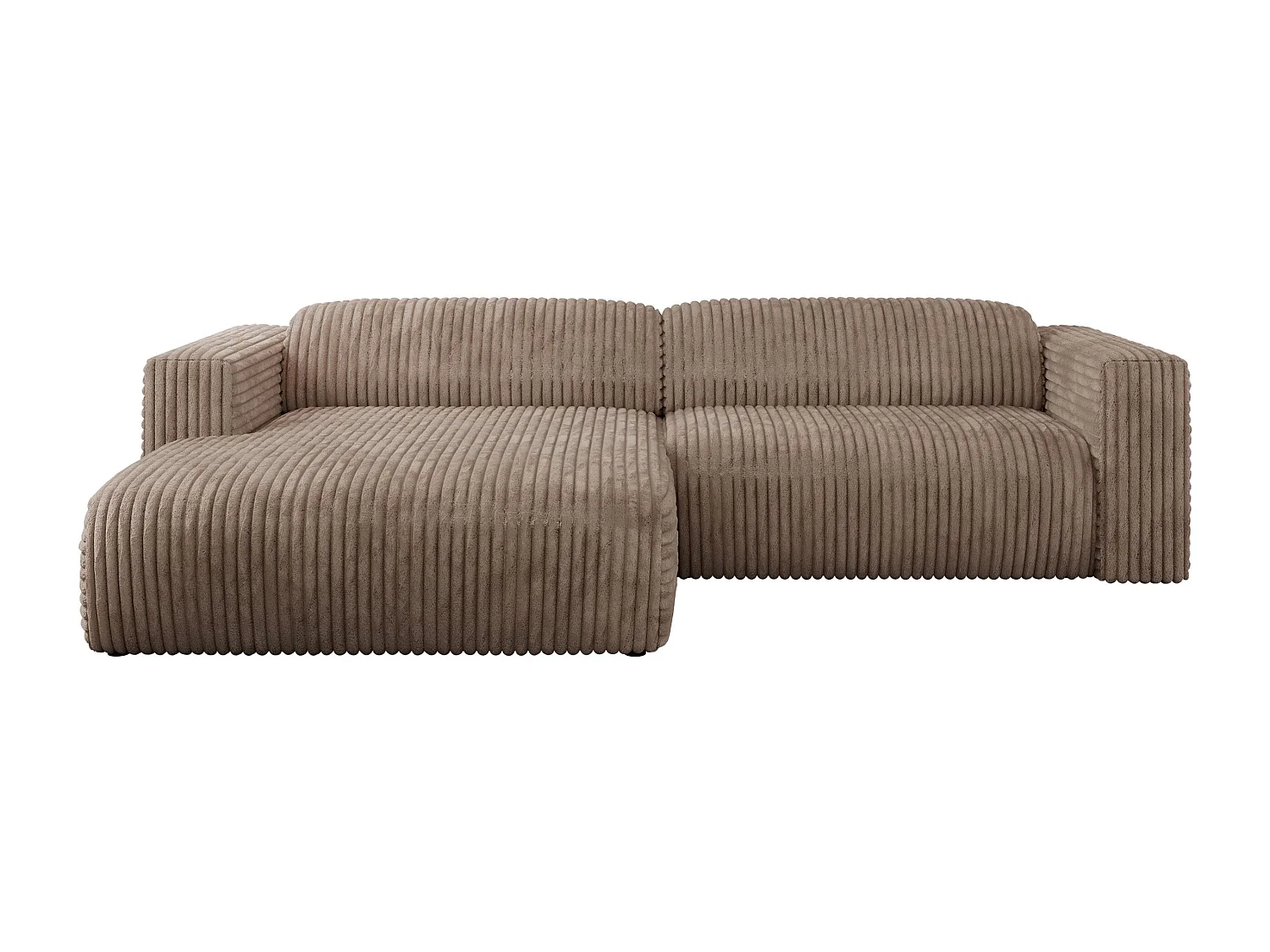 Ecksofa PASADENA - mit Armlehnen, Wohnlandschaft, freistehendes Sofa, große Ecke - Braun Cord - Ecke Links