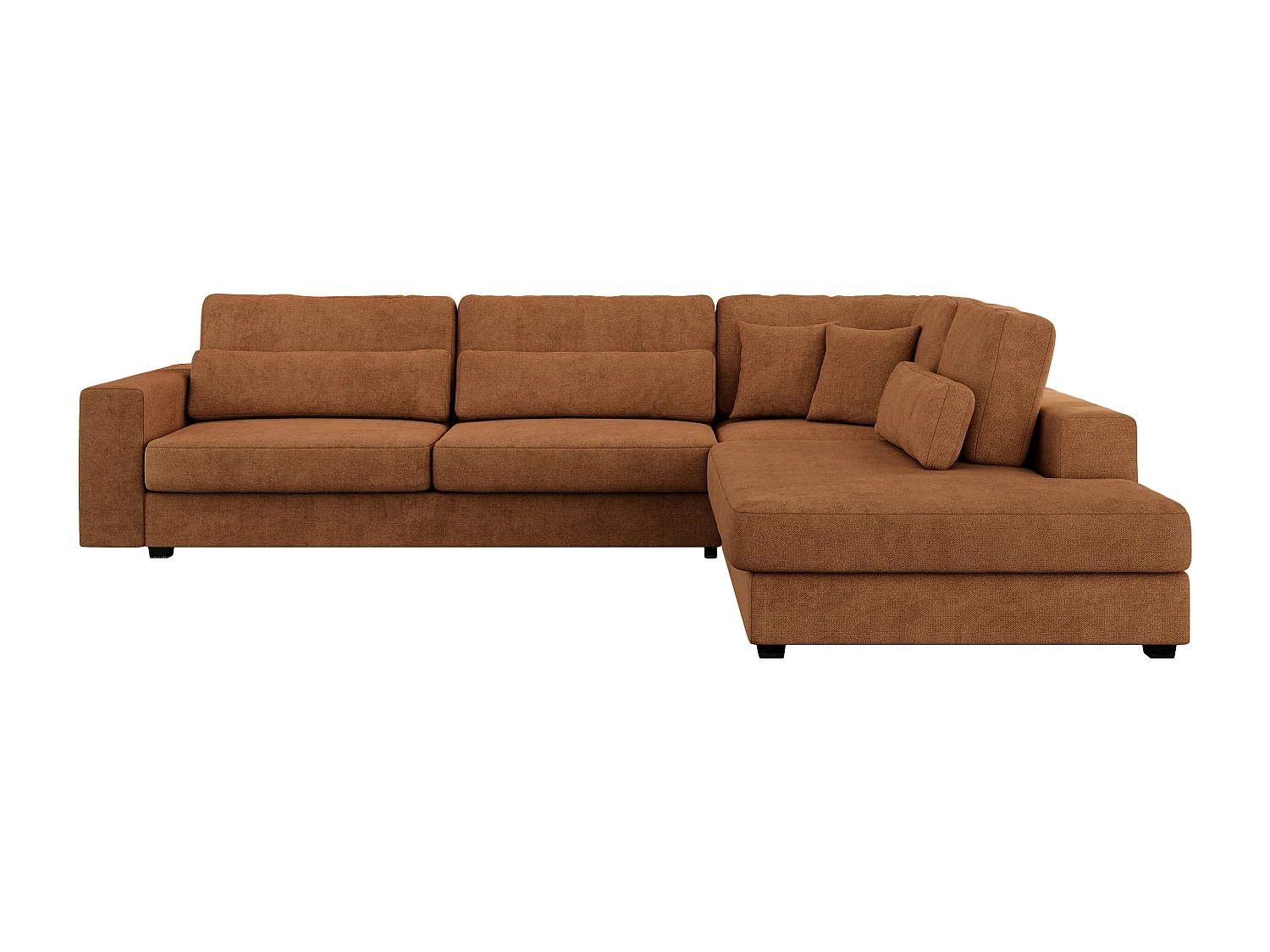 Ecksofa SAVONA - mit Armlehnen, lose Kissen, große L-förmige Ecke, Wohnlandschaft - Orange Strukture - Ecke Rechts