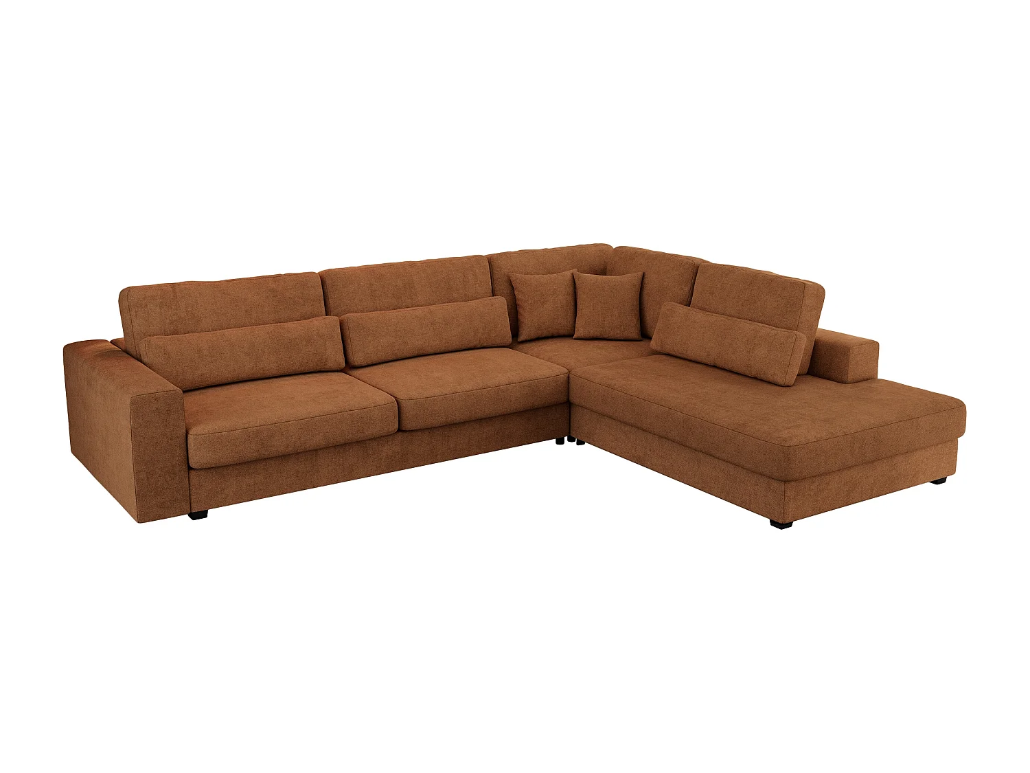 Ecksofa SAVONA - mit Armlehnen, lose Kissen, große L-förmige Ecke, Wohnlandschaft - Orange Strukture - Ecke Rechts