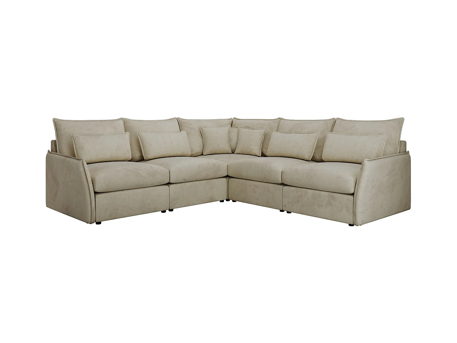 Ecksofa VERSO - modulare L-förmige Ecke, lose Kissen, Wohnlandschaft - Beige Velvet