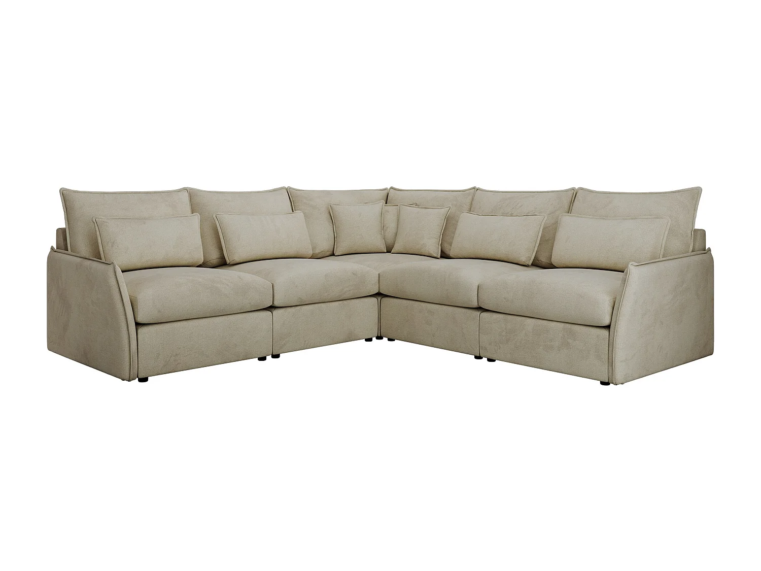 Ecksofa VERSO - modulare L-förmige Ecke, lose Kissen, Wohnlandschaft - Beige Velvet