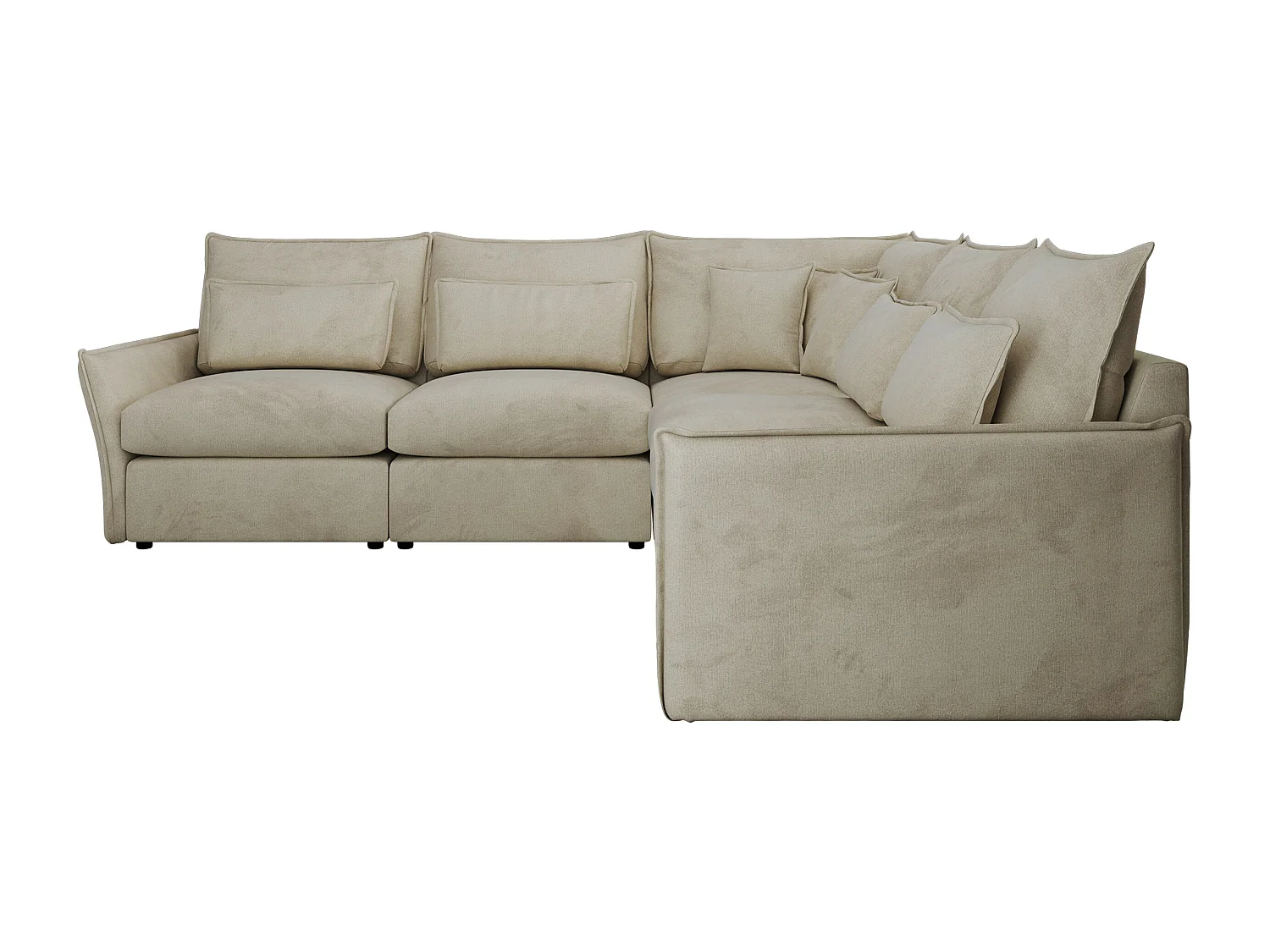 Ecksofa VERSO - modulare L-förmige Ecke, lose Kissen, Wohnlandschaft - Beige Velvet
