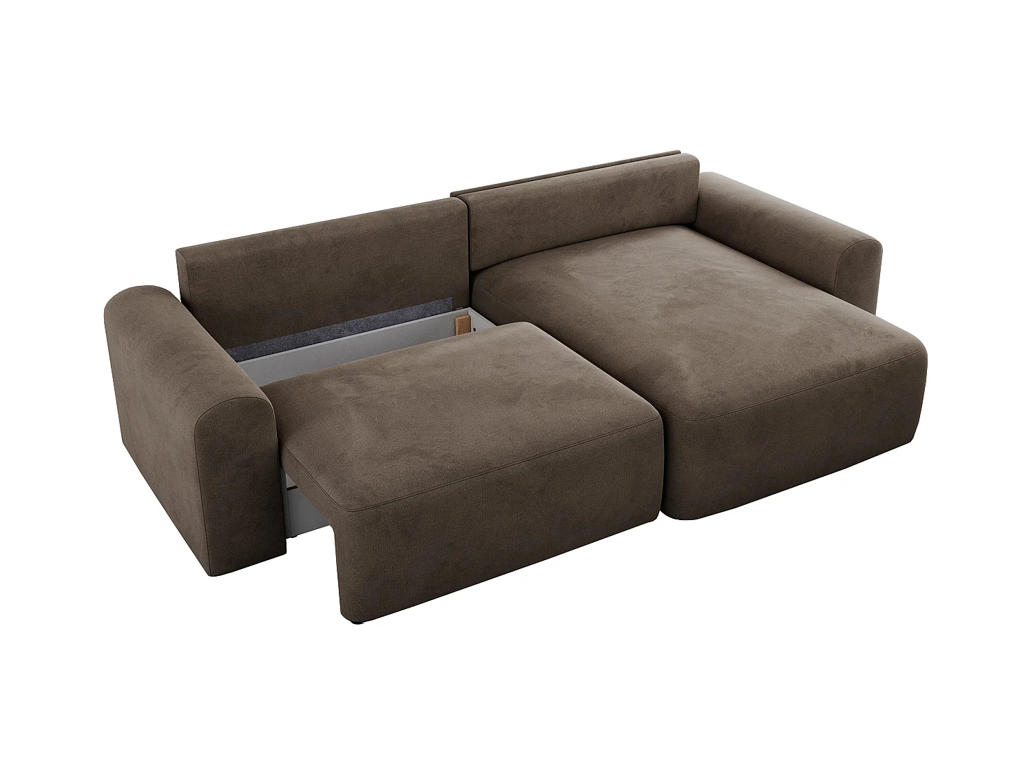 Ecksofa NELSON - Schlafcouch mit Armlehnen und Bettkasten, universelles L-förmige Ecksofa - Braun Velvet