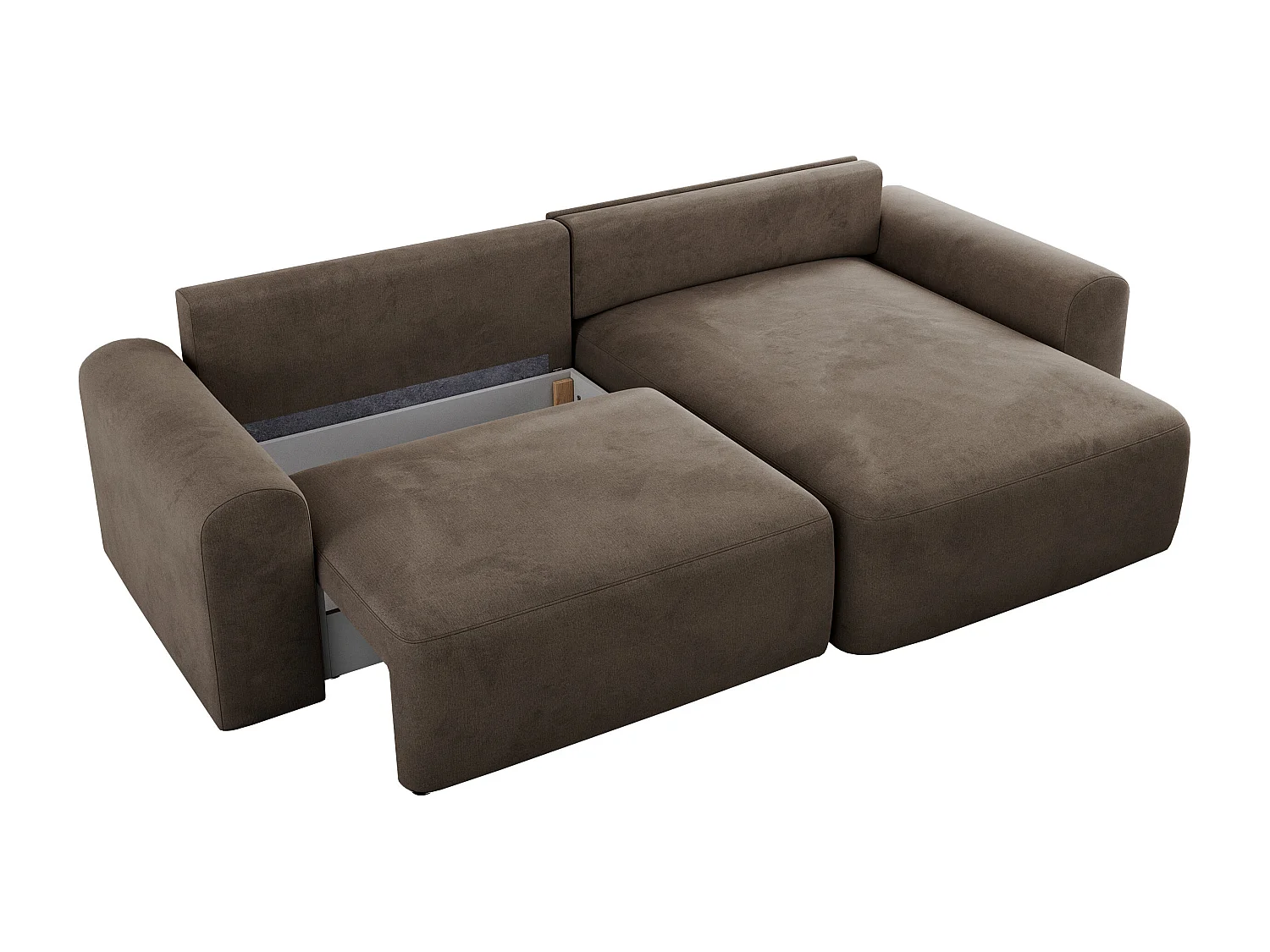 Ecksofa NELSON - Schlafcouch mit Armlehnen und Bettkasten, universelles L-förmige Ecksofa - Braun Velvet