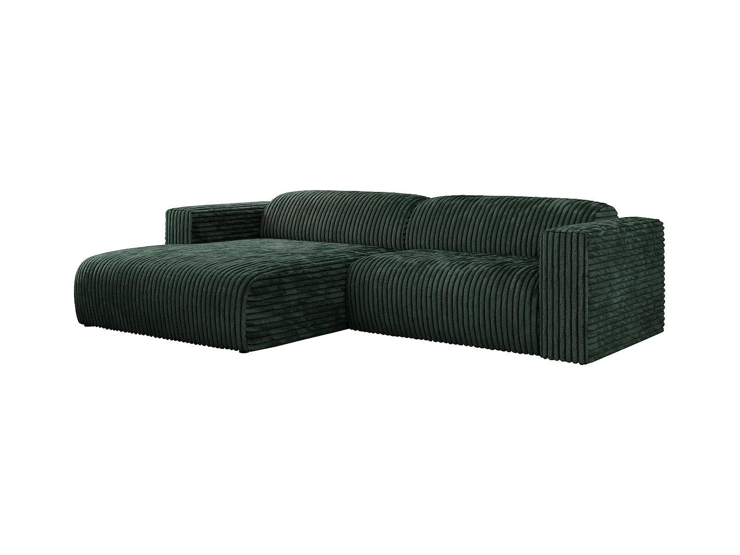 Ecksofa PASADENA - mit Armlehnen, Wohnlandschaft, freistehendes Sofa, große Ecke - Grün Cord - Ecke Links
