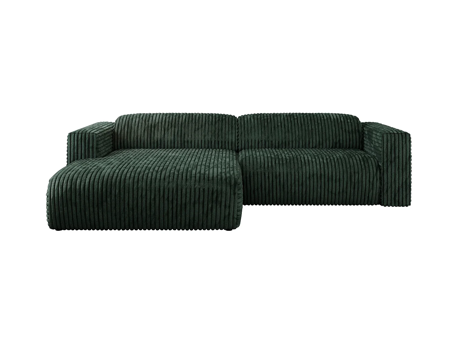 Ecksofa PASADENA - mit Armlehnen, Wohnlandschaft, freistehendes Sofa, große Ecke - Grün Cord - Ecke Links
