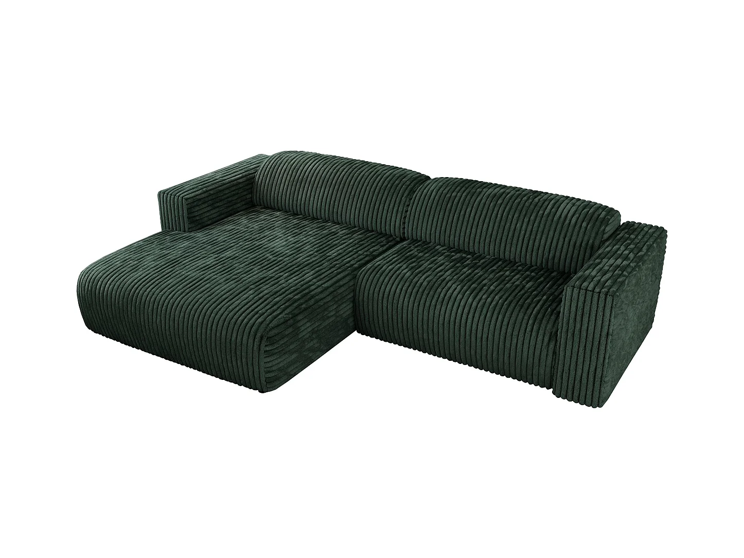 Ecksofa PASADENA - mit Armlehnen, Wohnlandschaft, freistehendes Sofa, große Ecke - Grün Cord - Ecke Links