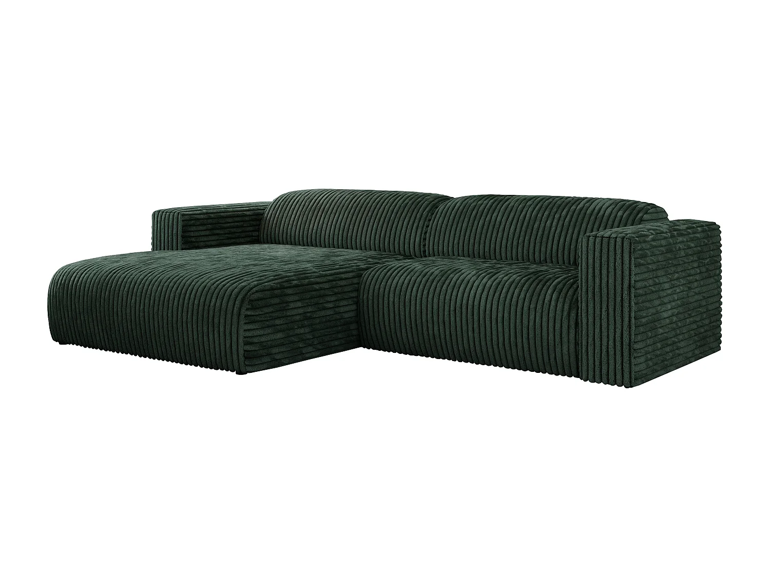 Ecksofa PASADENA - mit Armlehnen, Wohnlandschaft, freistehendes Sofa, große Ecke - Grün Cord - Ecke Links
