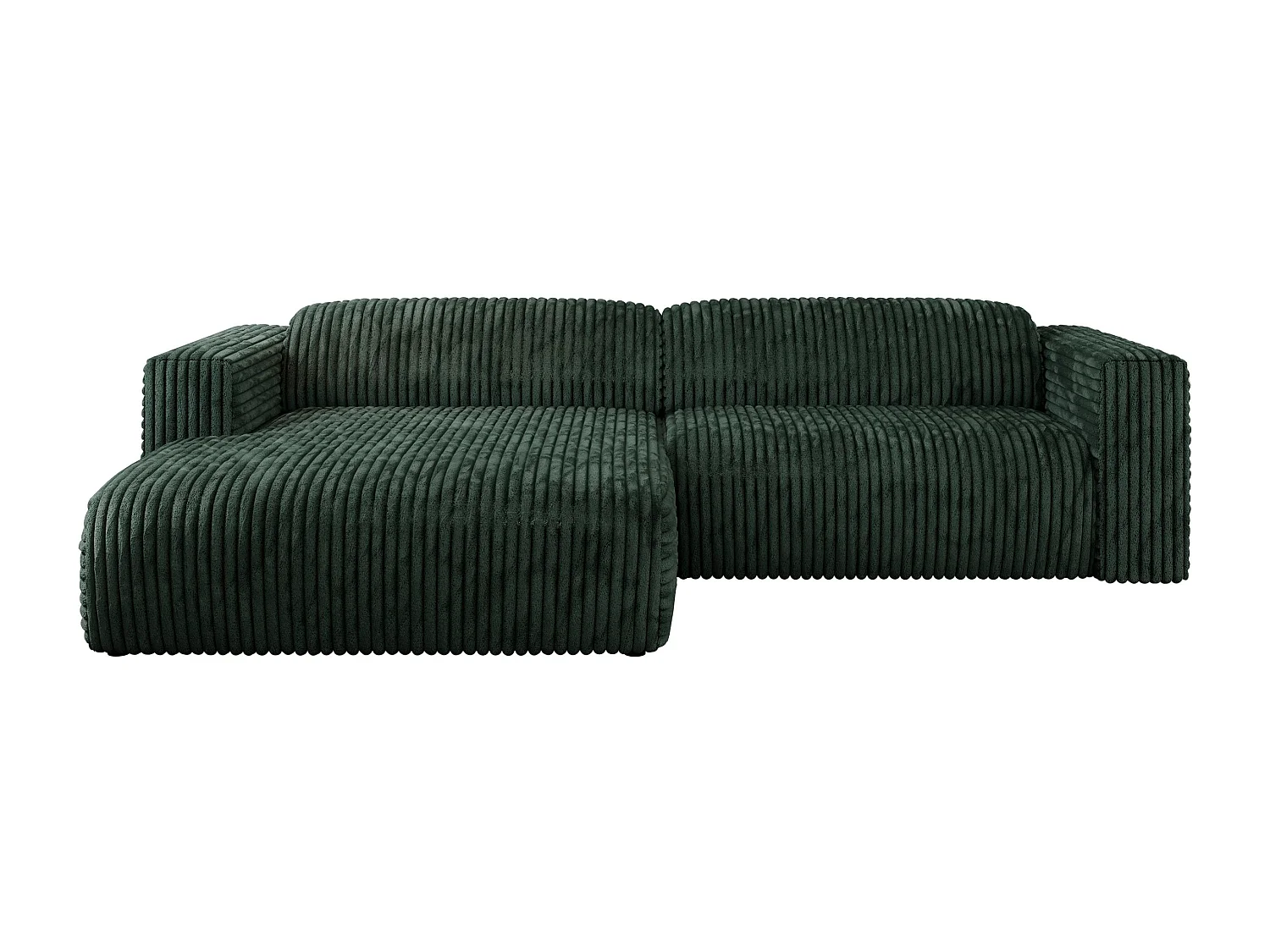 Ecksofa PASADENA - mit Armlehnen, Wohnlandschaft, freistehendes Sofa, große Ecke - Grün Cord - Ecke Links