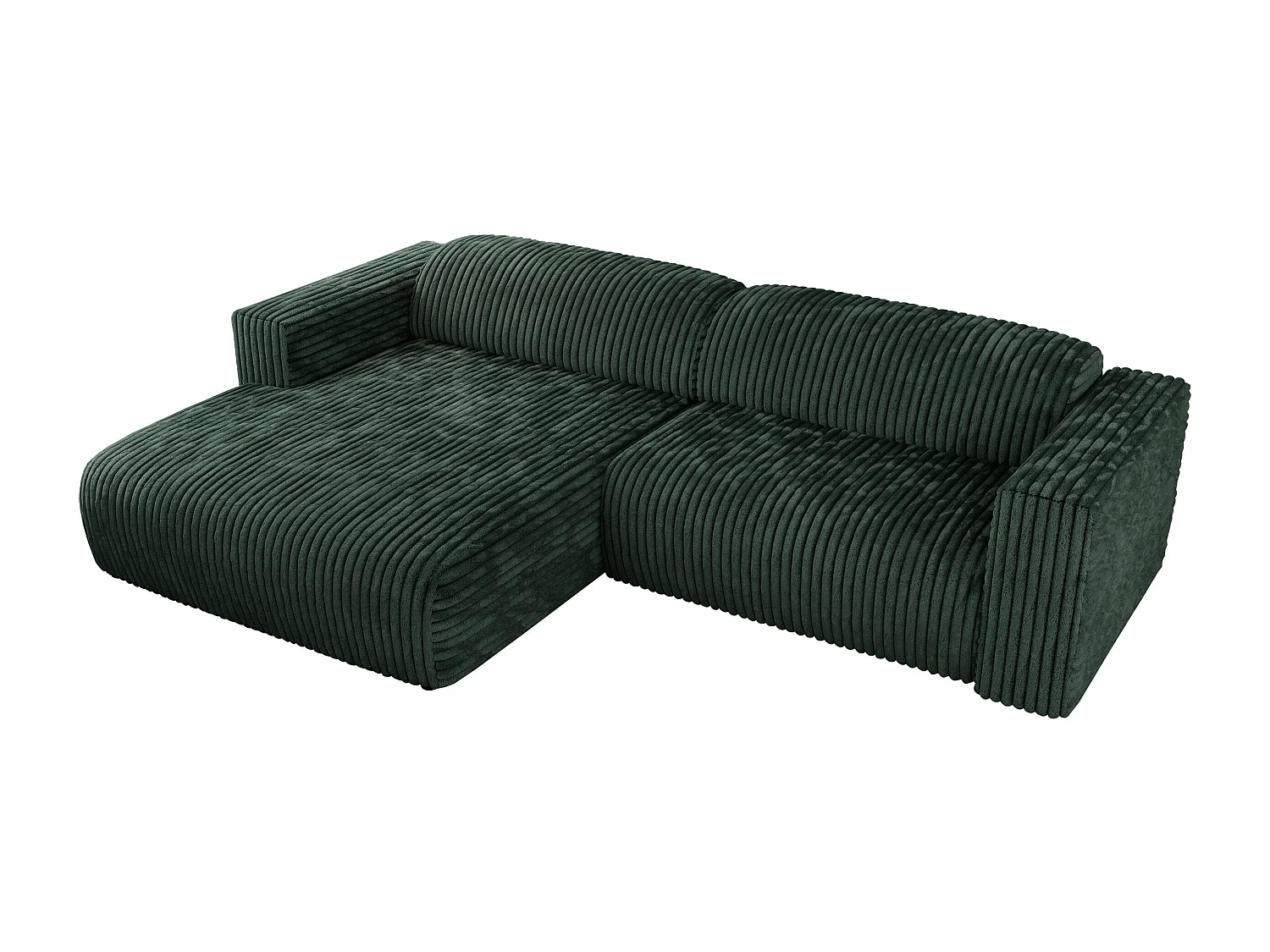 Ecksofa PASADENA - mit Armlehnen, Wohnlandschaft, freistehendes Sofa, große Ecke - Grün Cord - Ecke Links