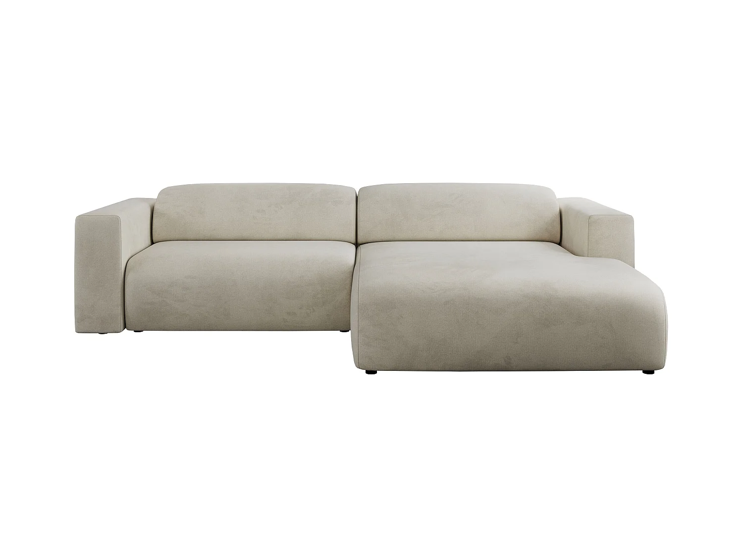 Ecksofa PASADENA - mit Armlehnen, Wohnlandschaft, freistehendes Sofa, große Ecke - Beige Velvet - Ecke Rechts