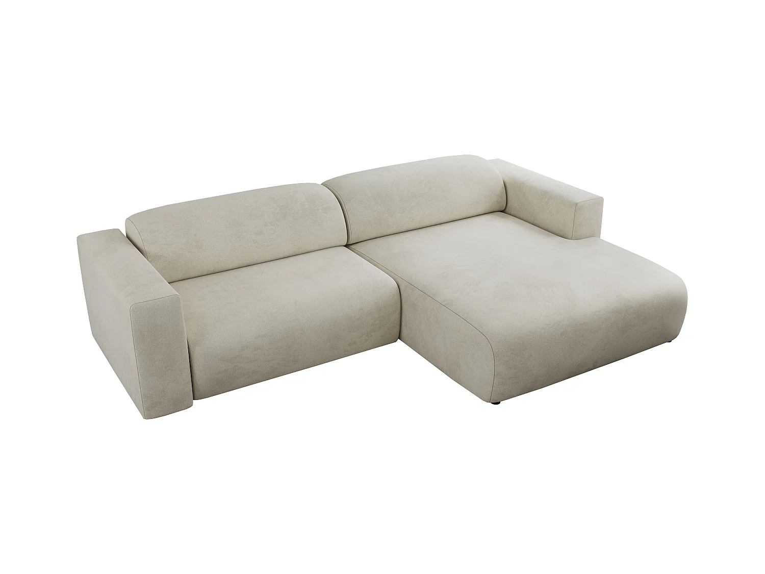 Ecksofa PASADENA - mit Armlehnen, Wohnlandschaft, freistehendes Sofa, große Ecke - Beige Velvet - Ecke Rechts