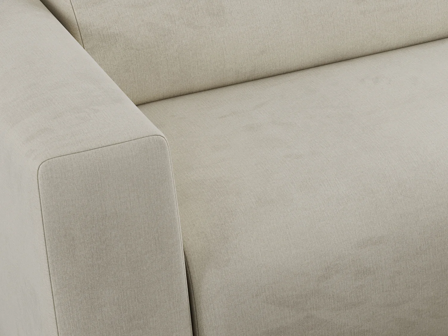 Ecksofa PASADENA - mit Armlehnen, Wohnlandschaft, freistehendes Sofa, große Ecke - Beige Velvet - Ecke Rechts