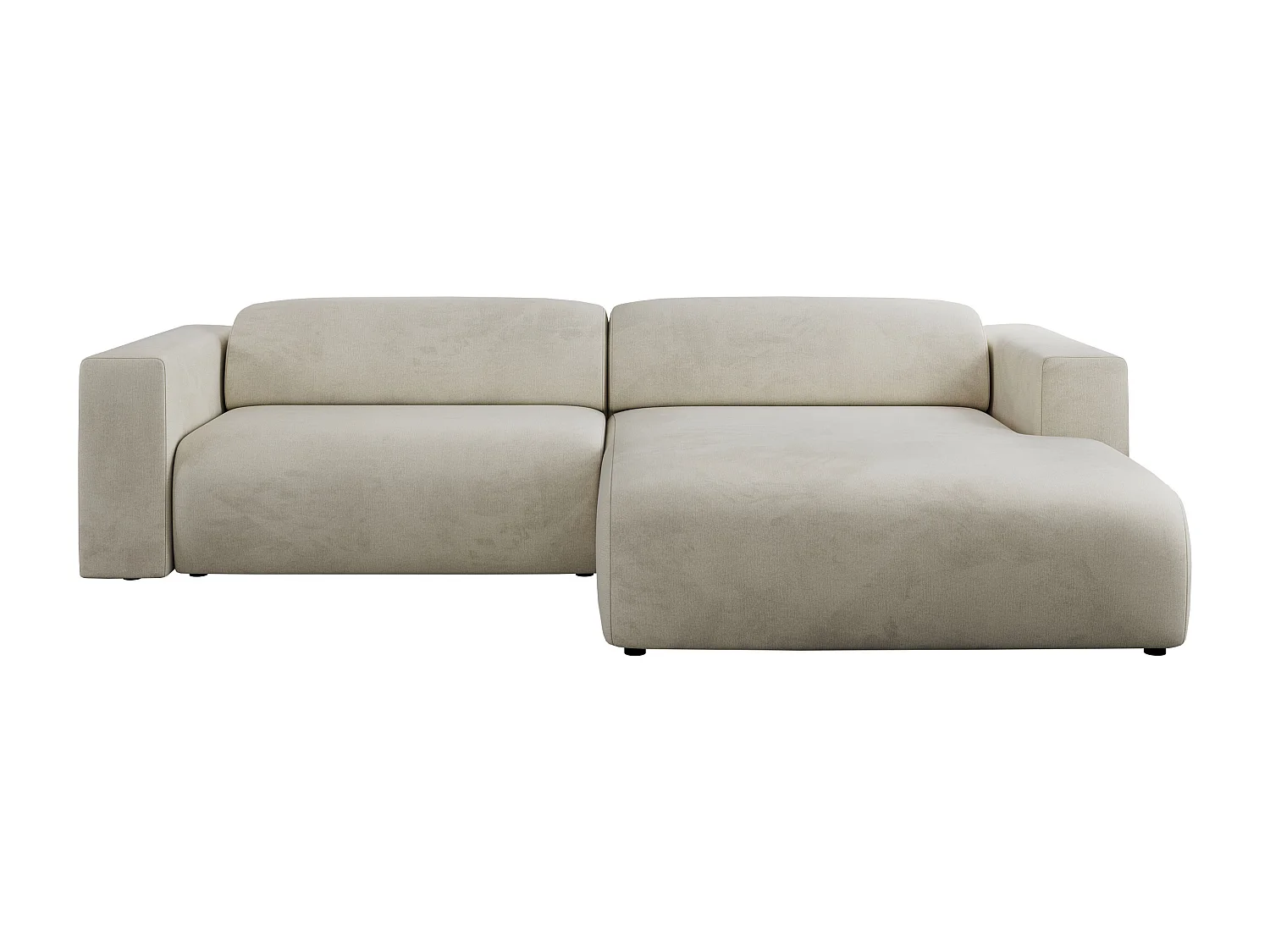 Ecksofa PASADENA - mit Armlehnen, Wohnlandschaft, freistehendes Sofa, große Ecke - Beige Velvet - Ecke Rechts