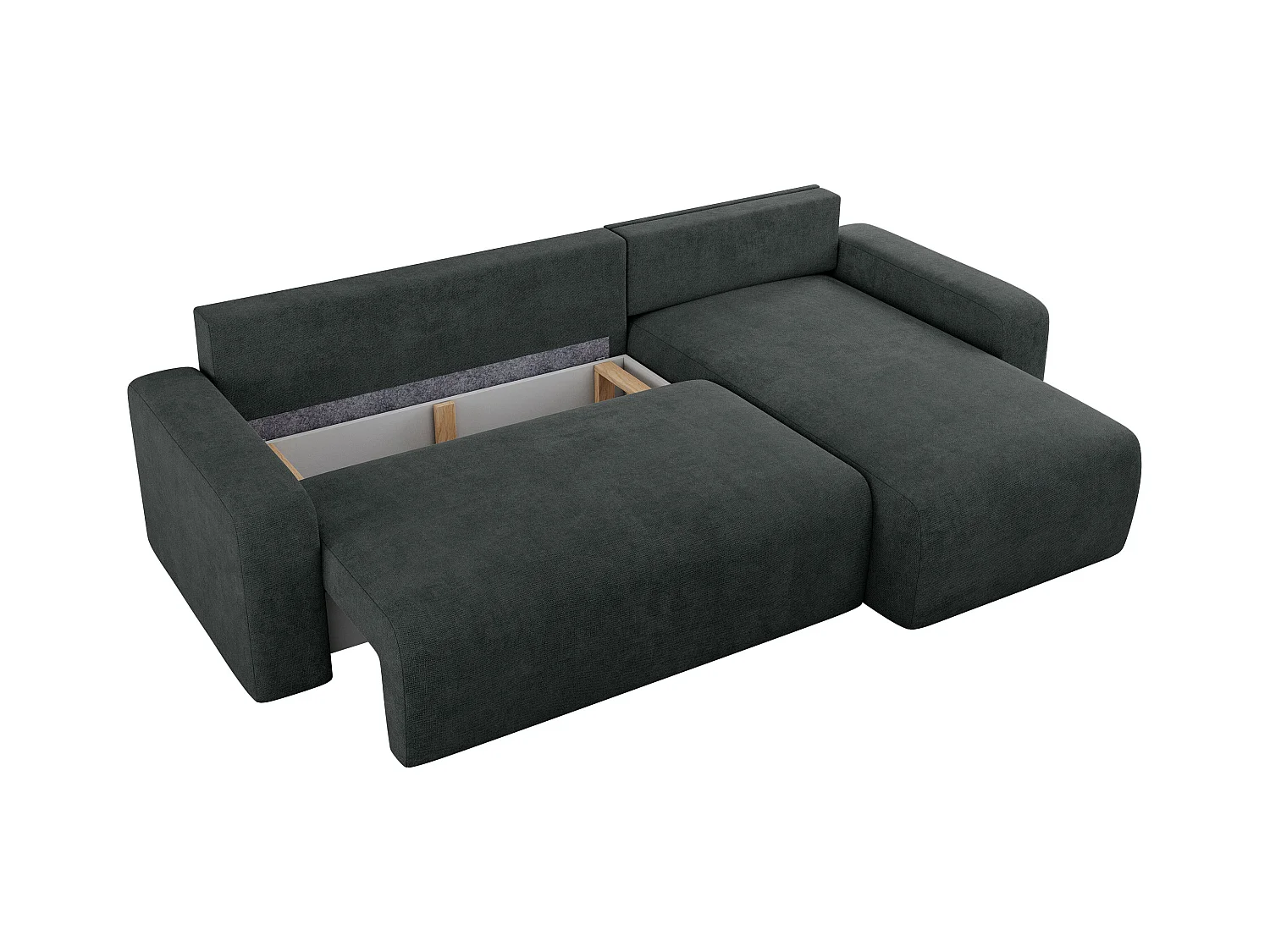 Ecksofa ARGOS - mit Schlaffunktion, Sofa mit armlehnen, Bettkasten, 3-Sitzer Sofa - Dunkelgrau Stukture