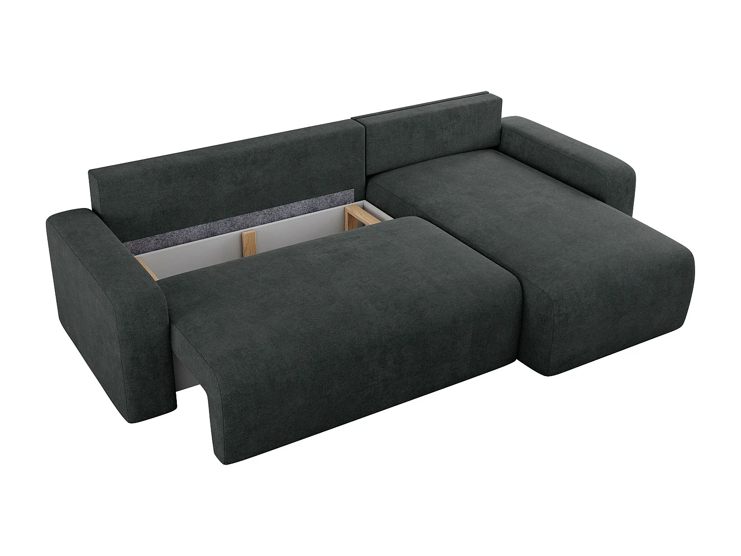 Ecksofa ARGOS - mit Schlaffunktion, Sofa mit armlehnen, Bettkasten, 3-Sitzer Sofa - Dunkelgrau Stukture