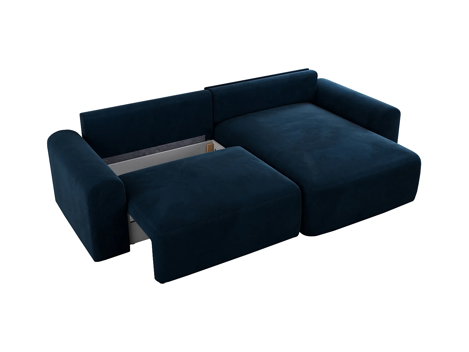 Ecksofa NELSON - Schlafcouch mit Armlehnen und Bettkasten, universelles L-förmige Ecksofa - Dunkelblau Velvet