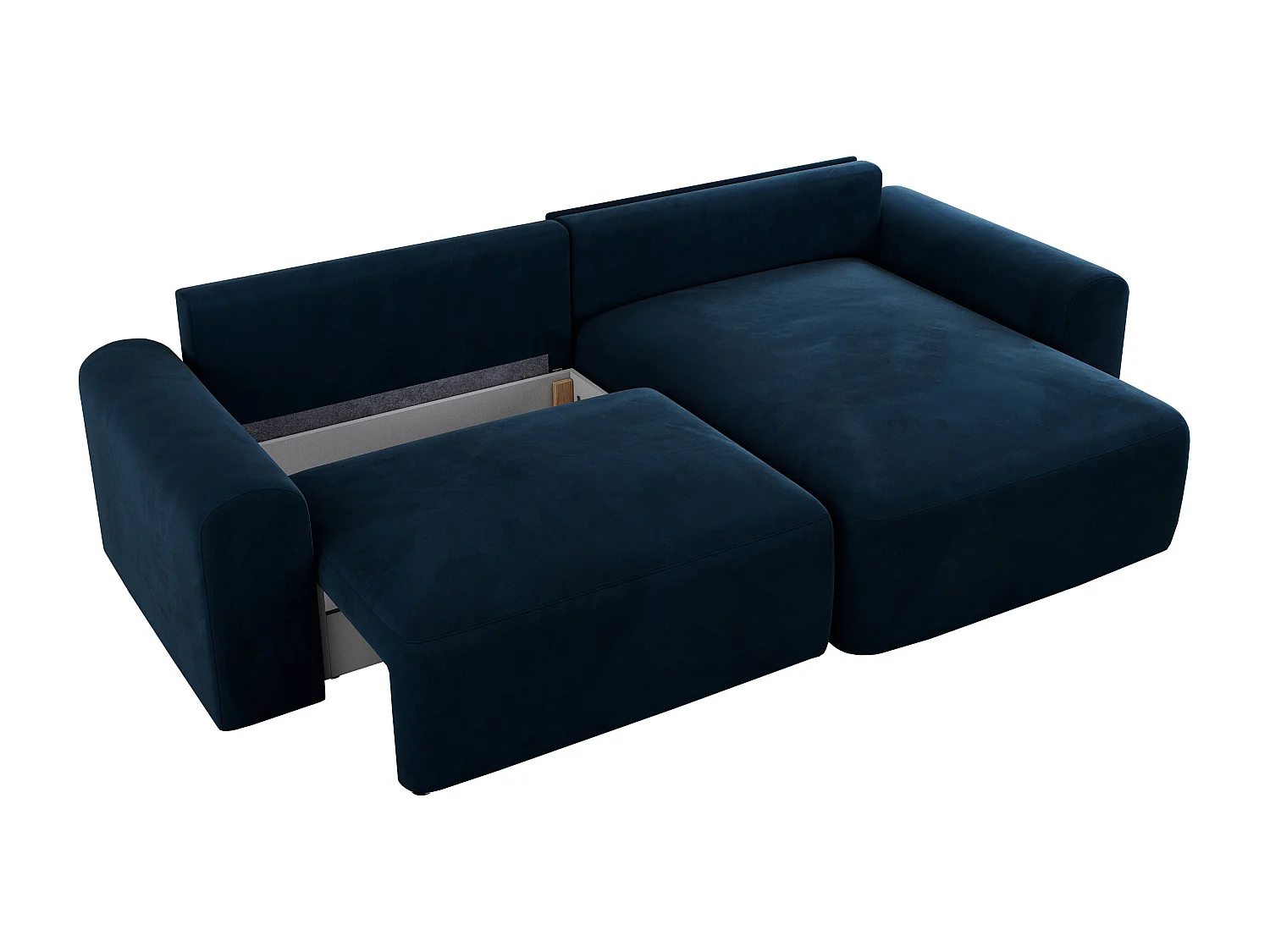 Ecksofa NELSON - Schlafcouch mit Armlehnen und Bettkasten, universelles L-förmige Ecksofa - Dunkelblau Velvet