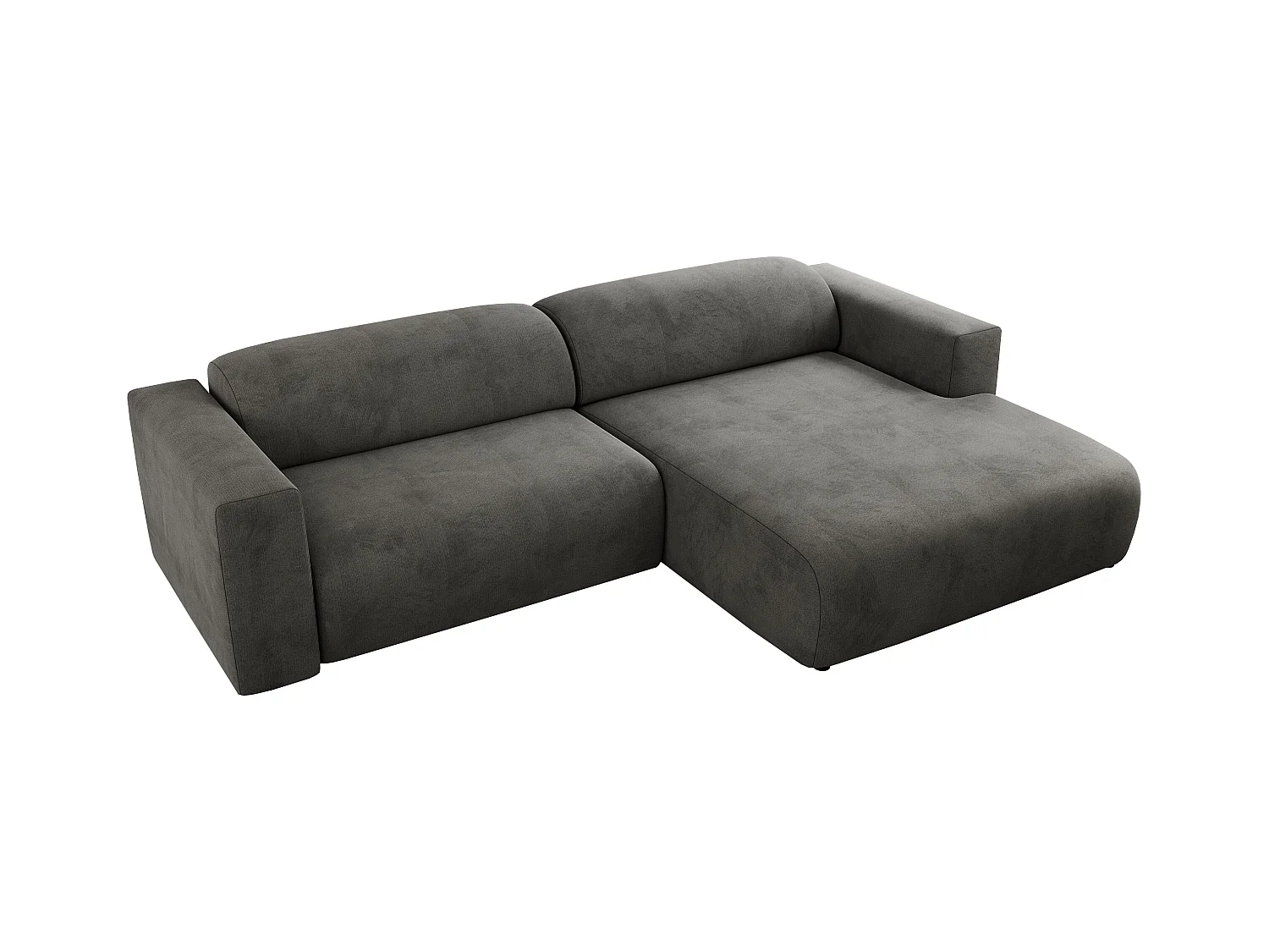 Ecksofa PASADENA - mit Armlehnen, Wohnlandschaft, freistehendes Sofa, große Ecke - Dunkelgrau Velvet - Ecke Rechts