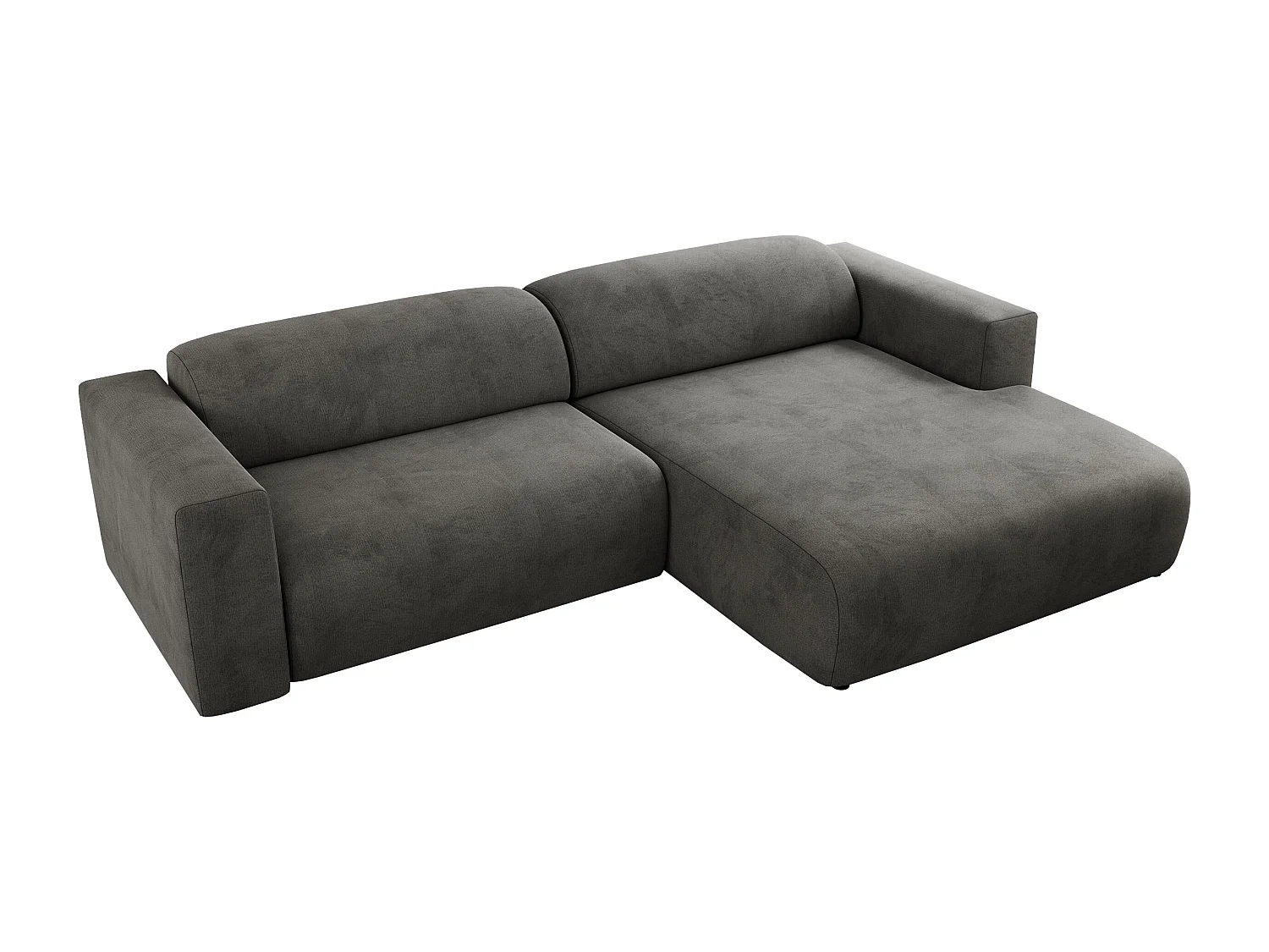 Ecksofa PASADENA - mit Armlehnen, Wohnlandschaft, freistehendes Sofa, große Ecke - Dunkelgrau Velvet - Ecke Rechts