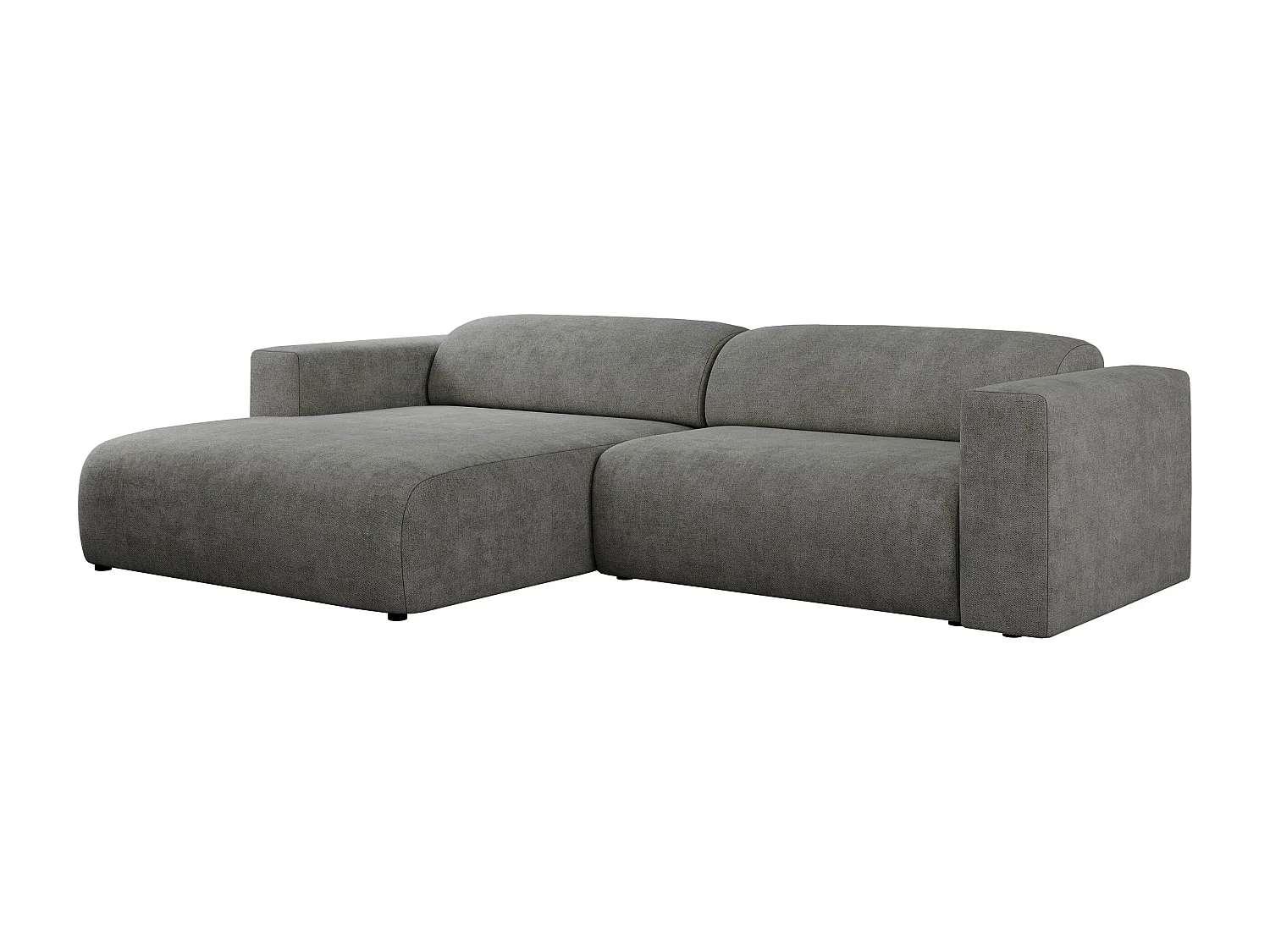 Ecksofa PASADENA - mit Armlehnen, Wohnlandschaft, freistehendes Sofa, große Ecke - Grau Stukture - Ecke Links