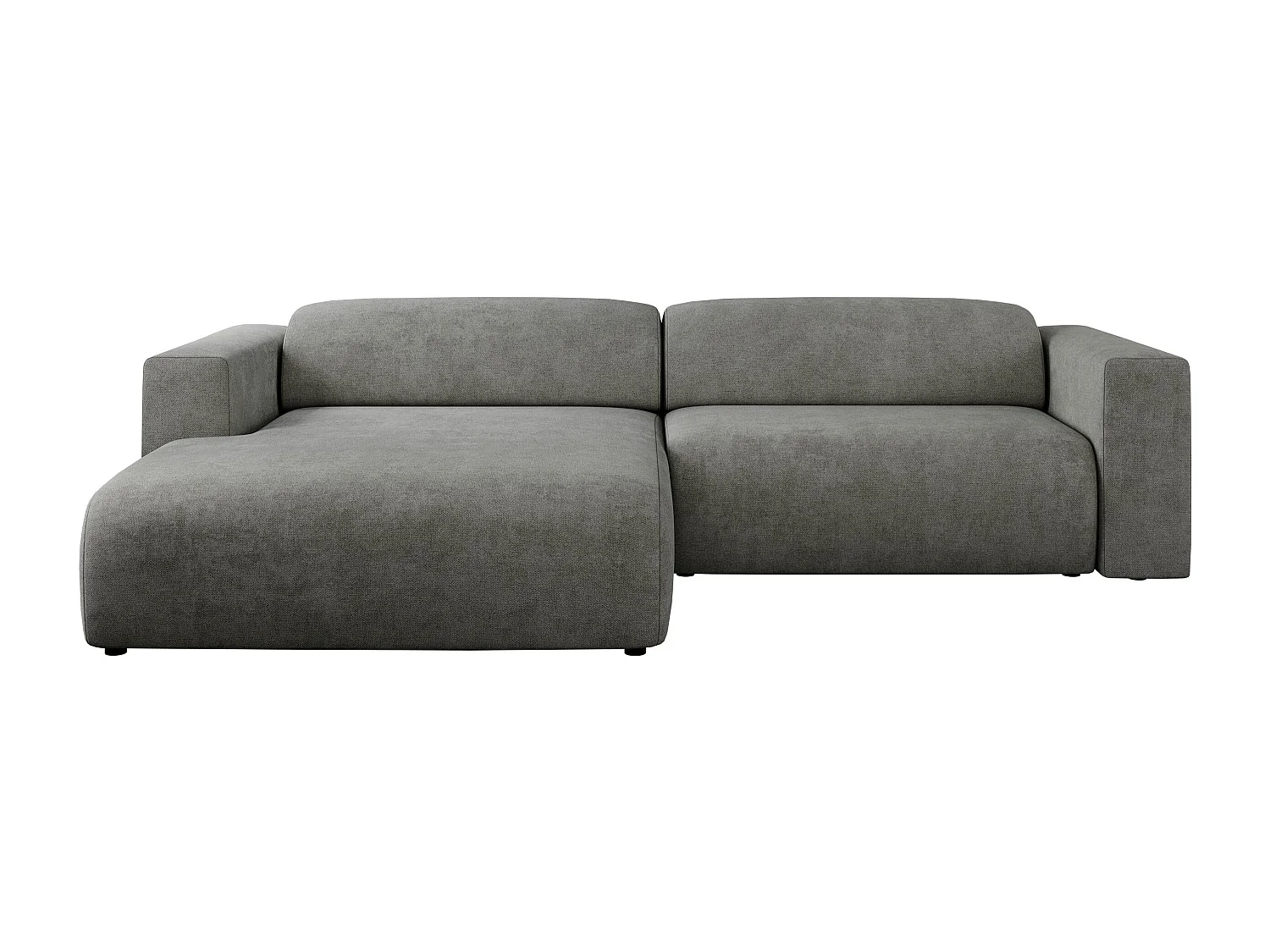 Ecksofa PASADENA - mit Armlehnen, Wohnlandschaft, freistehendes Sofa, große Ecke - Grau Stukture - Ecke Links