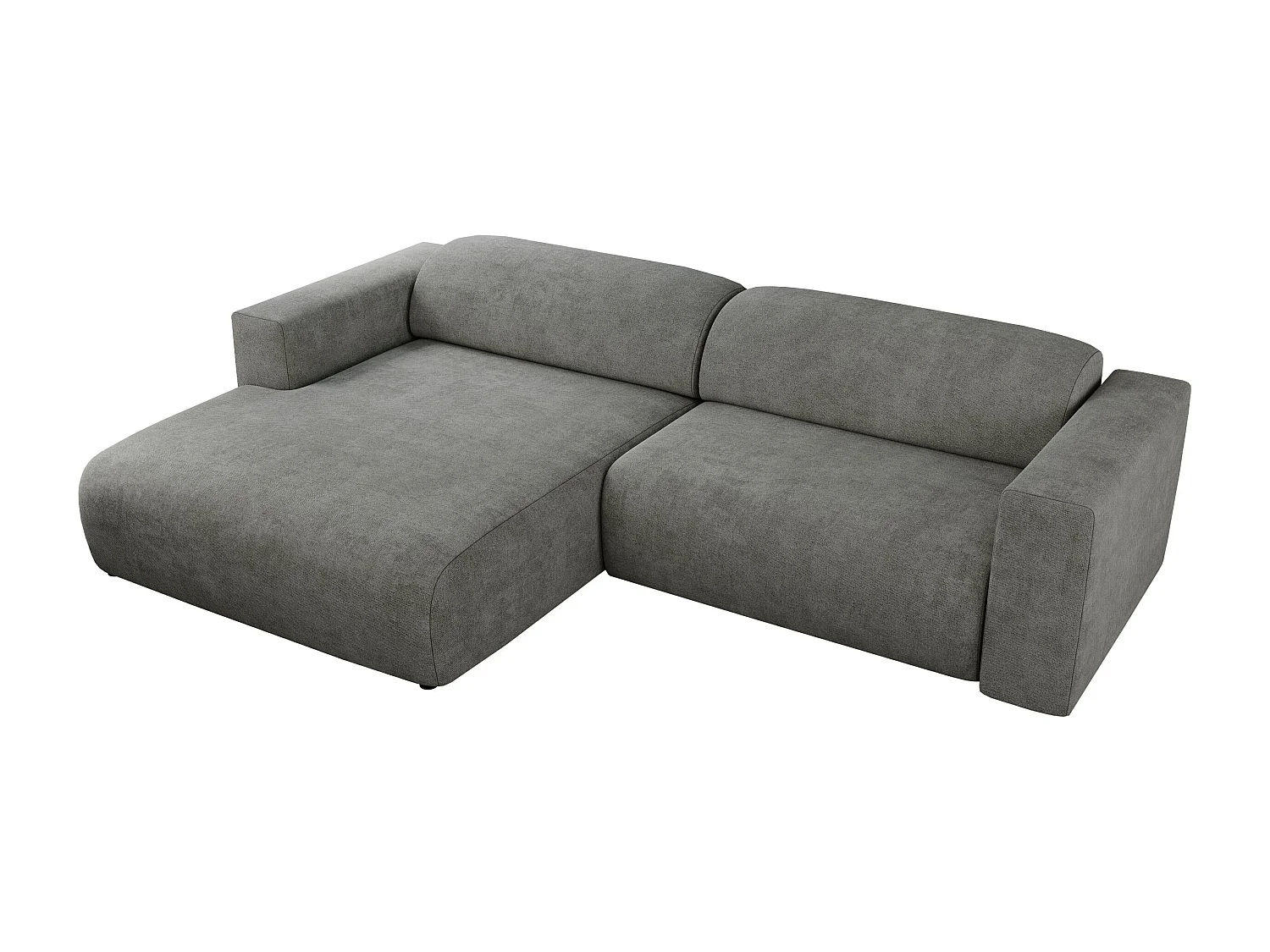 Ecksofa PASADENA - mit Armlehnen, Wohnlandschaft, freistehendes Sofa, große Ecke - Grau Stukture - Ecke Links