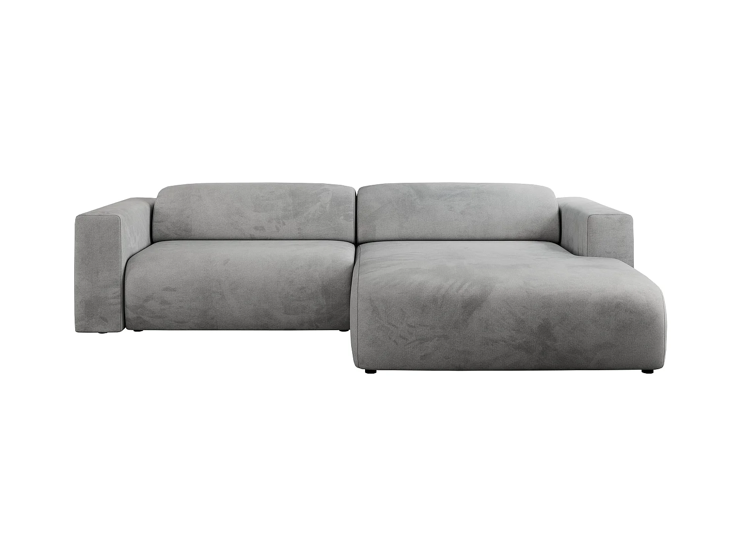 Ecksofa PASADENA - mit Armlehnen, Wohnlandschaft, freistehendes Sofa, große Ecke - Hellgrau Velvet - Ecke Rechts
