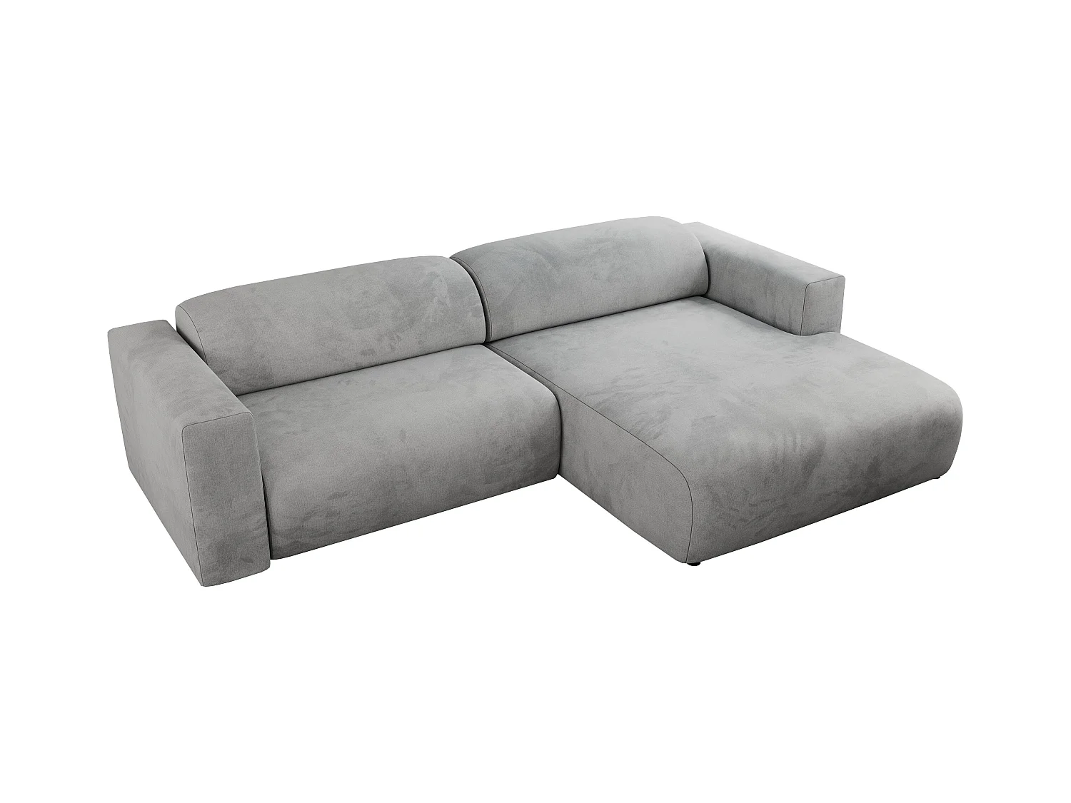Ecksofa PASADENA - mit Armlehnen, Wohnlandschaft, freistehendes Sofa, große Ecke - Hellgrau Velvet - Ecke Rechts