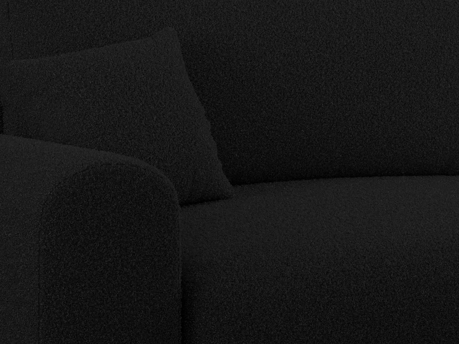 Ecksofa NELSON - Schlafcouch mit Armlehnen und Bettkasten, universelles L-förmige Ecksofa - Schwarz Boucle