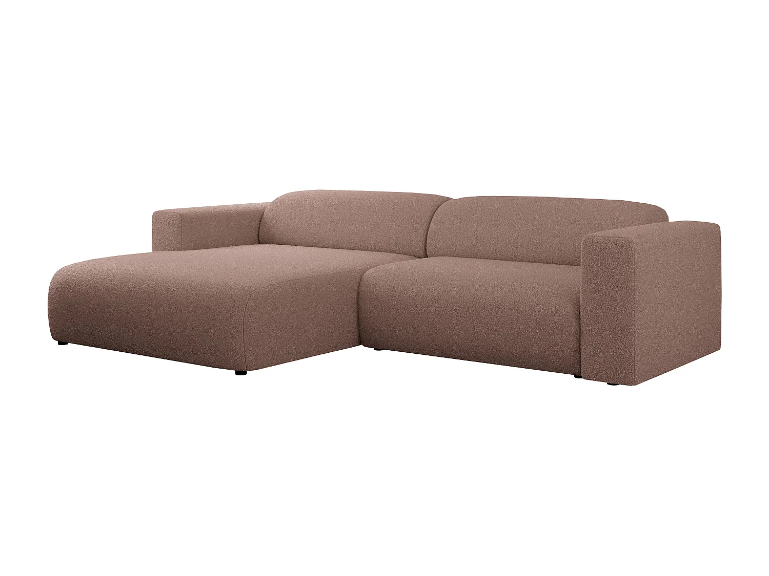 Ecksofa PASADENA - mit Armlehnen, Wohnlandschaft, freistehendes Sofa, große Ecke - Rosa Boucle - Ecke Links