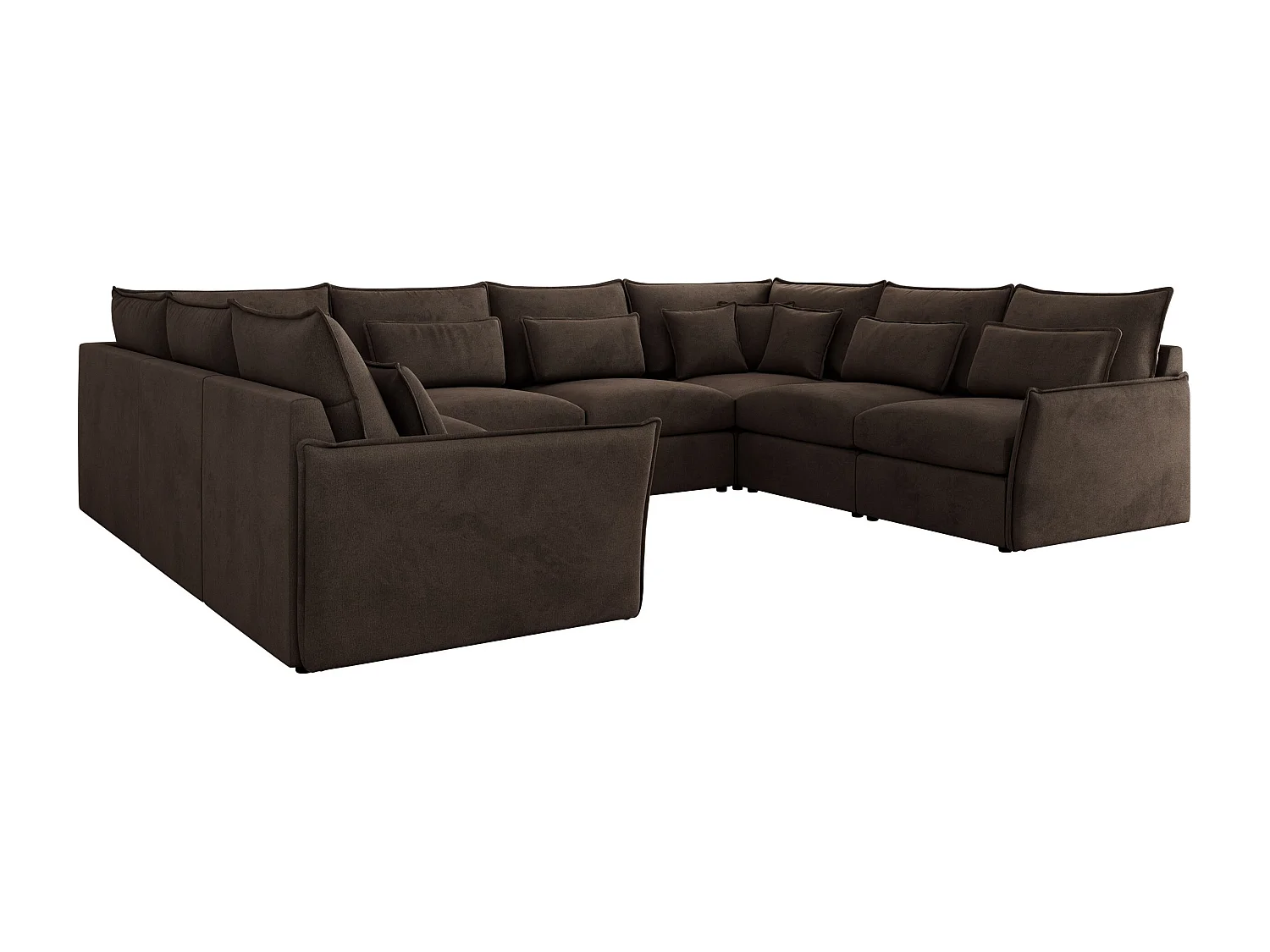 Ecksofa VERSO U8M - modulare U-förmige Ecke mit Armlehnen, Wohnlandschaft, Ecksofa XXL, lose Kissen - Braun Velvet