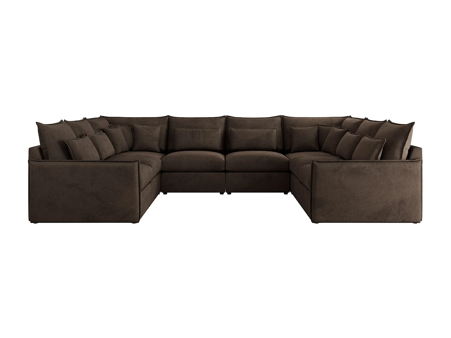 Ecksofa VERSO U8M - modulare U-förmige Ecke mit Armlehnen, Wohnlandschaft, Ecksofa XXL, lose Kissen - Braun Velvet